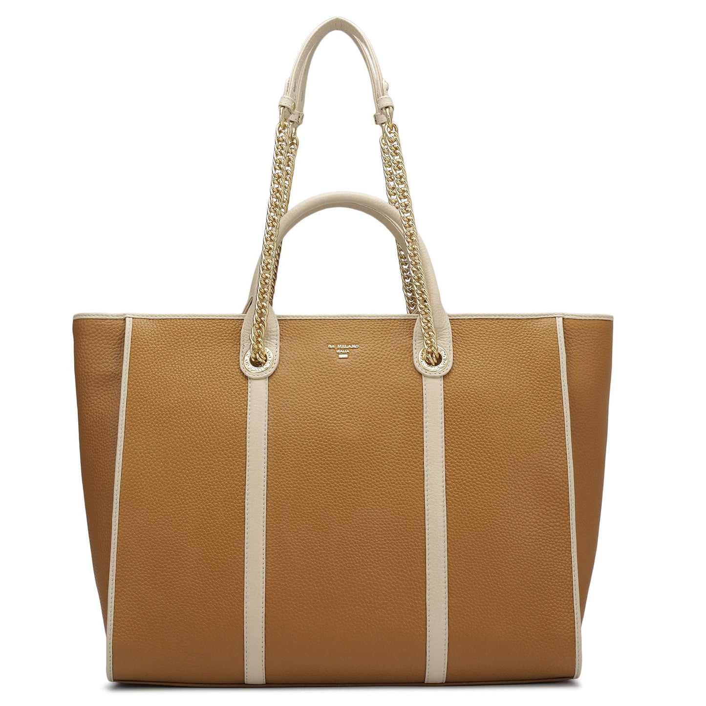 Large Wax Leather Satchel - Caramel