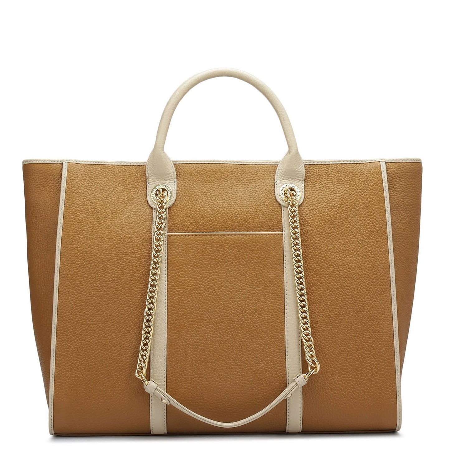 Large Wax Leather Satchel - Caramel