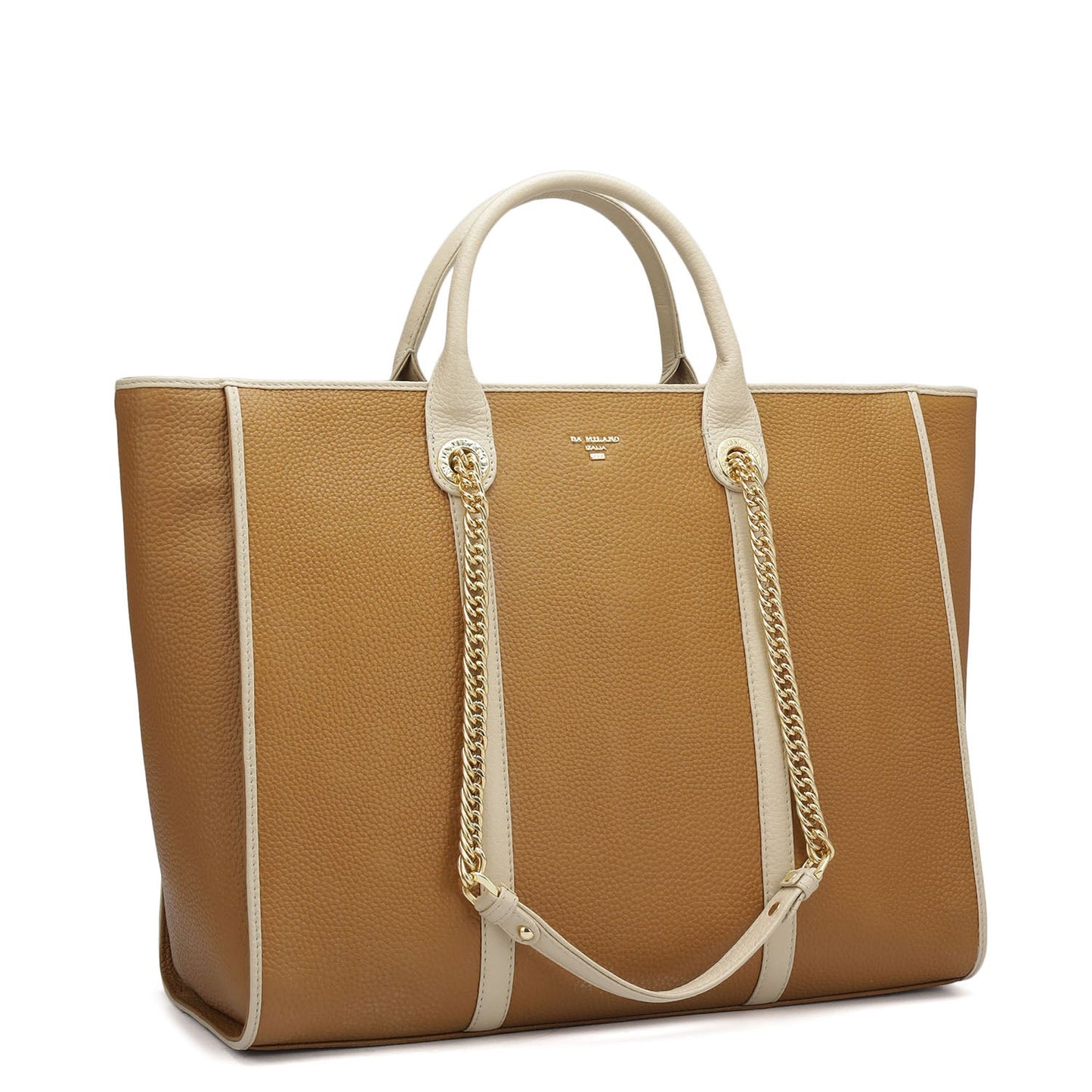Large Wax Leather Satchel - Caramel