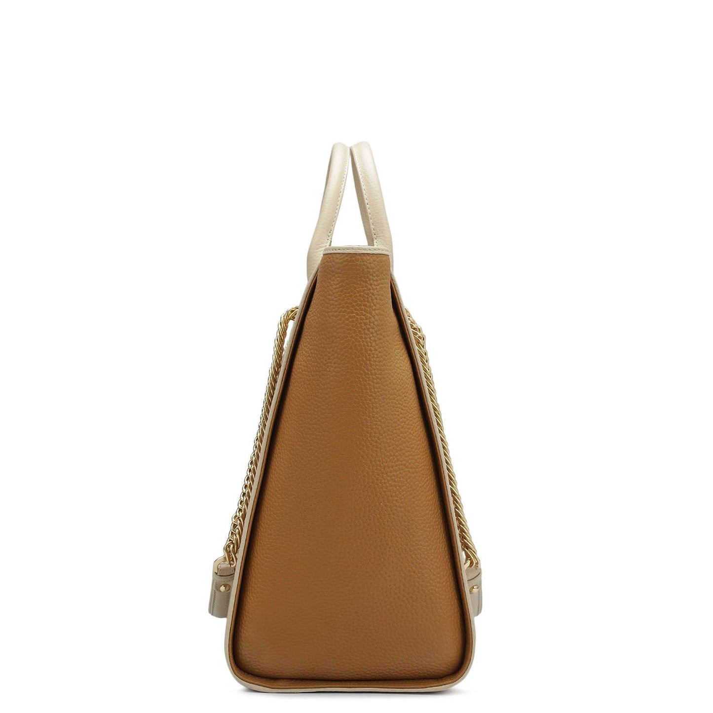 Large Wax Leather Satchel - Caramel