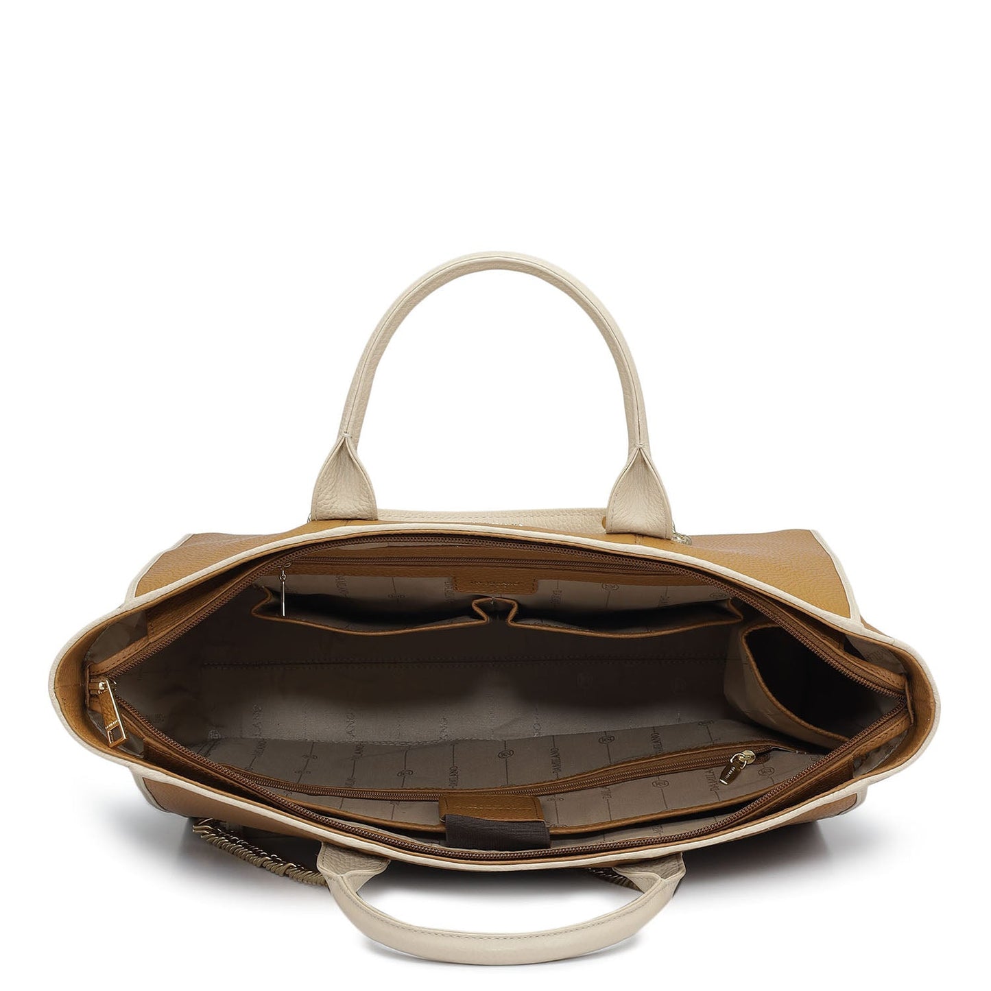 Large Wax Leather Satchel - Caramel