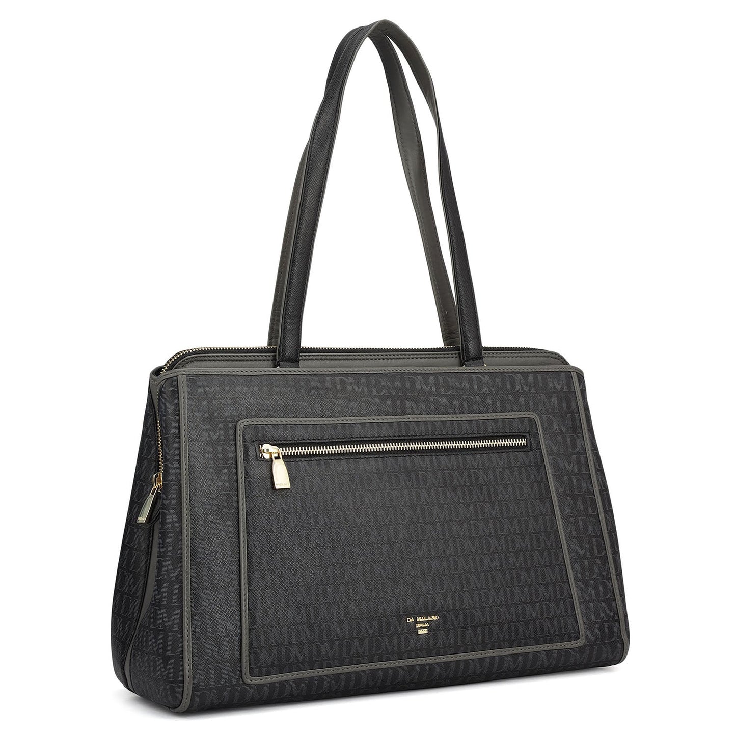 Medium Monogram Leather Shoulder Bag - Black