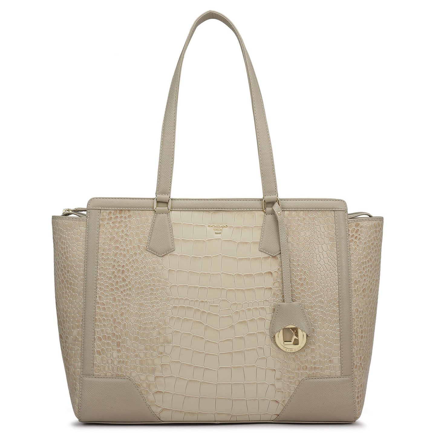 Large Croco Franzy Leather Tote - Frost