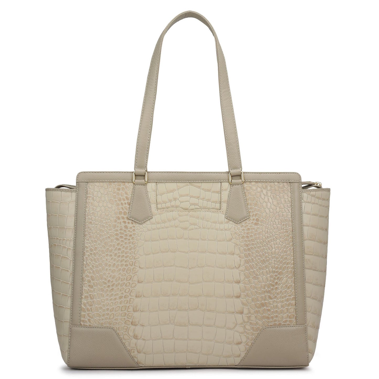 Large Croco Franzy Leather Tote - Frost