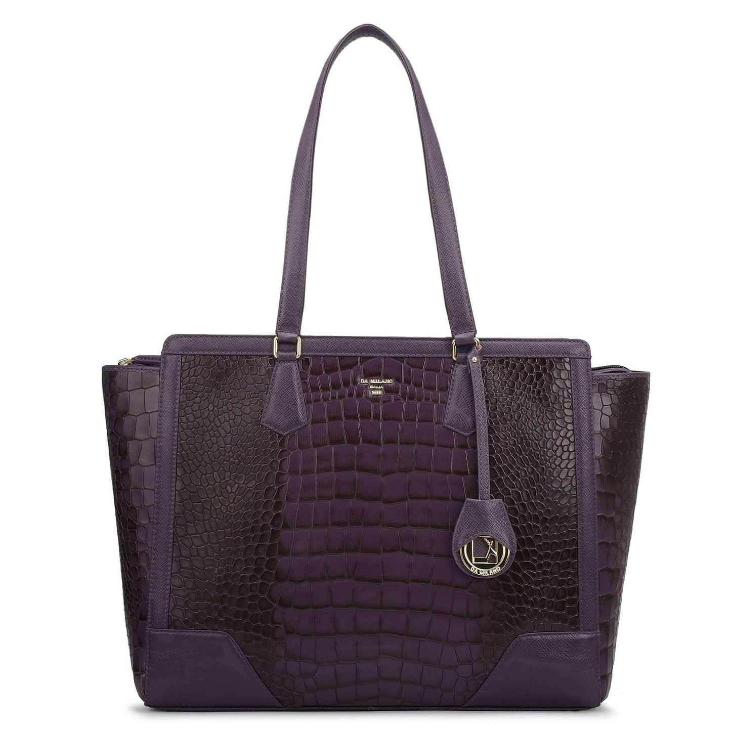 Large Croco Franzy Leather Tote - Grapevine