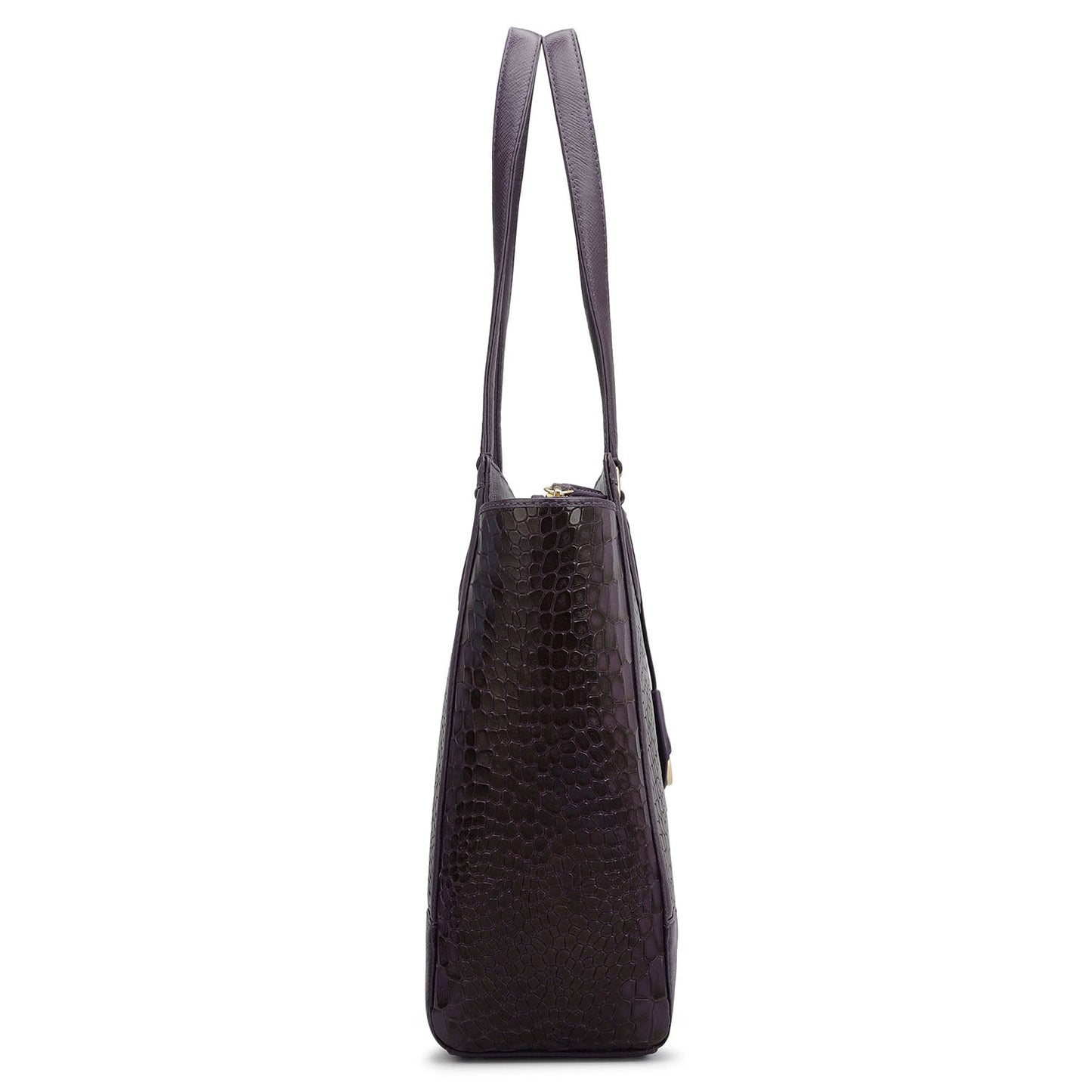Large Croco Franzy Leather Tote - Grapevine