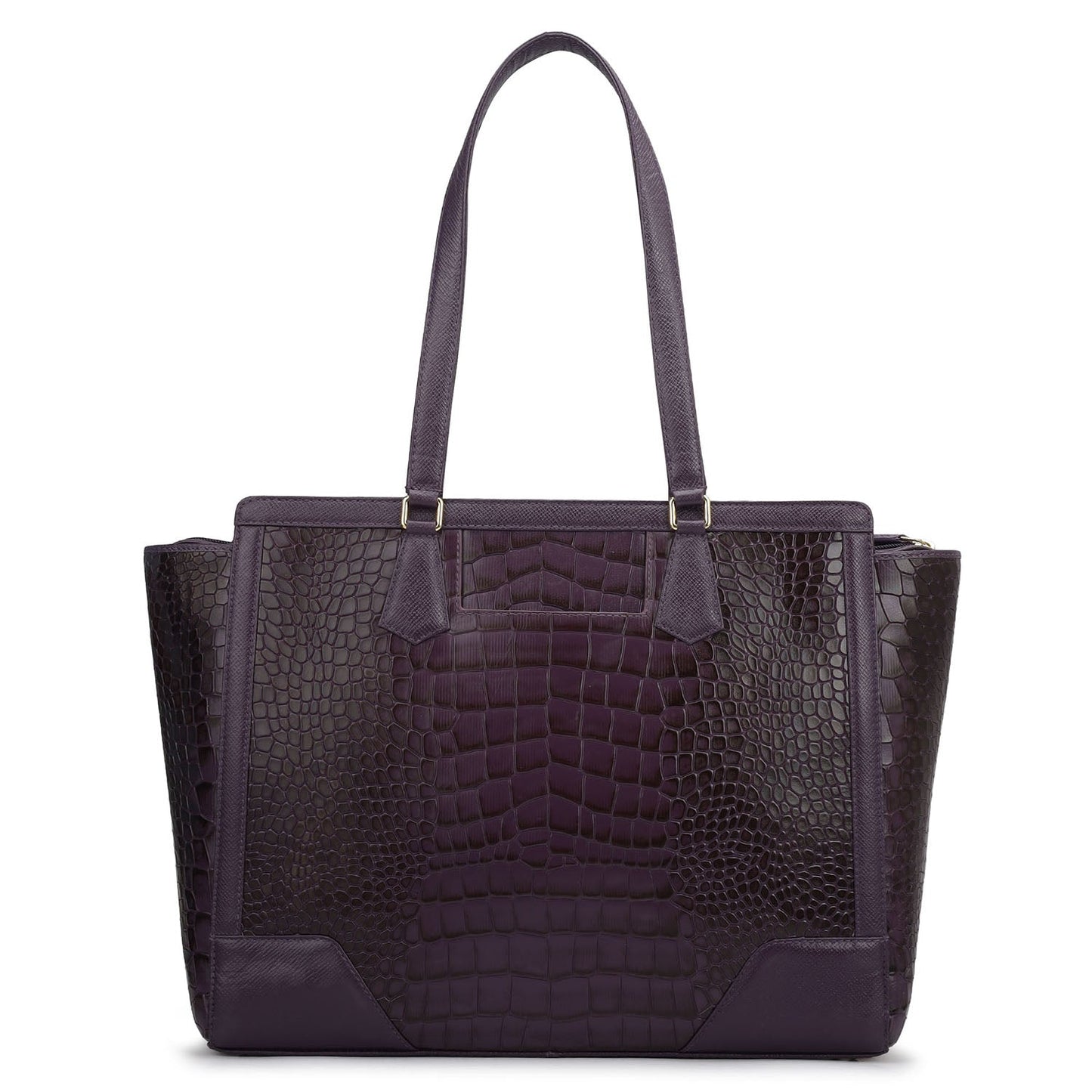 Large Croco Franzy Leather Tote - Grapevine