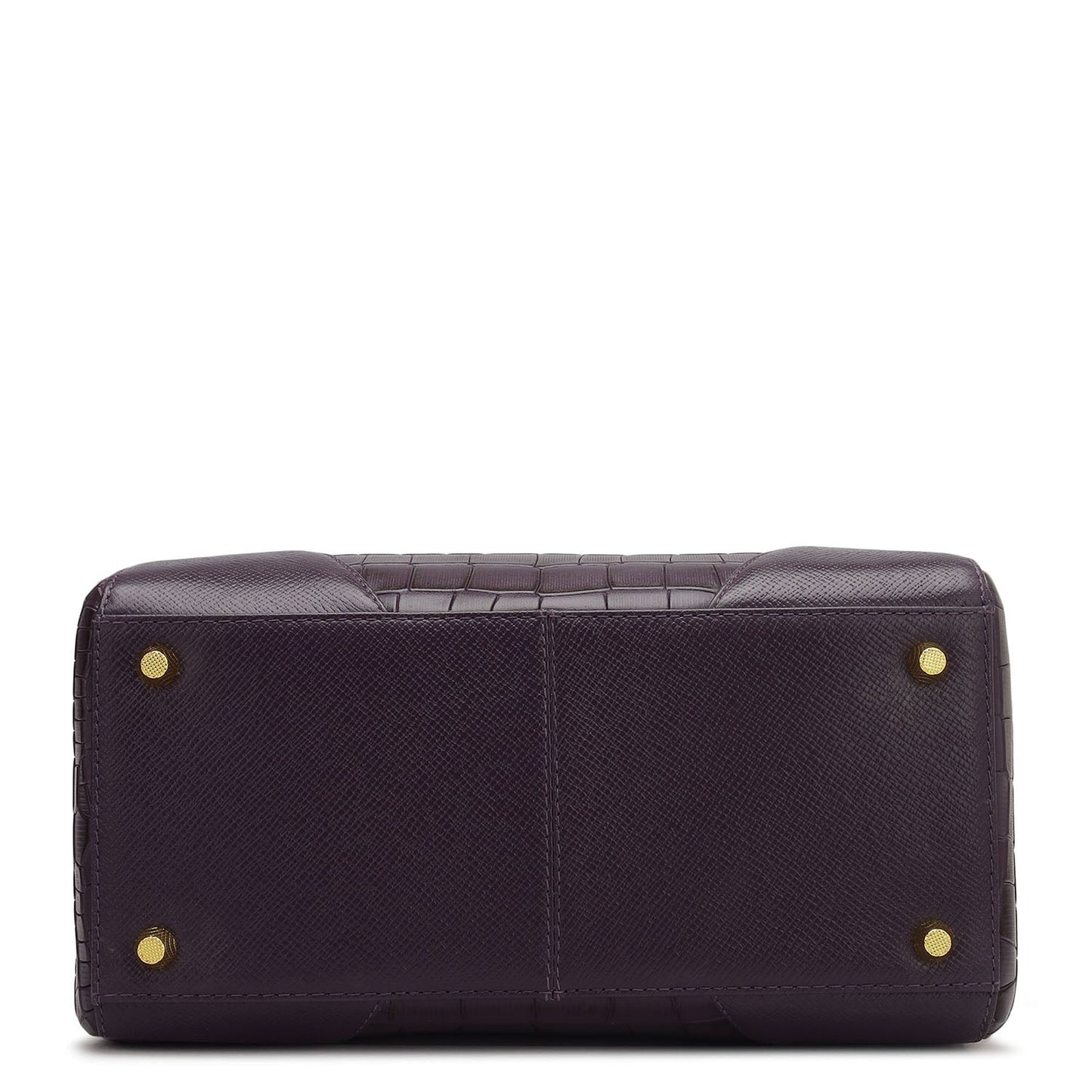 Medium Croco Franzy Leather Satchel - Grapevine