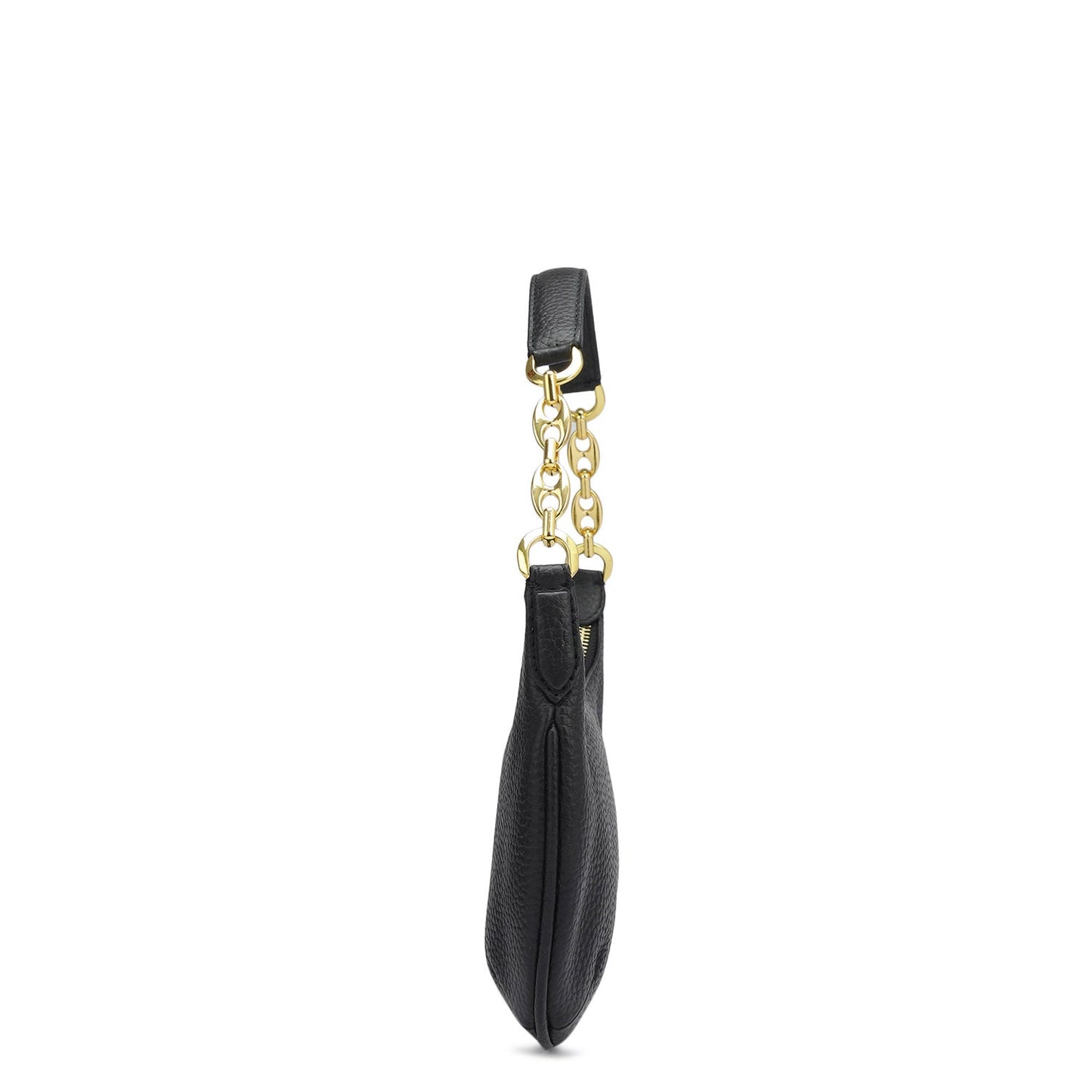 Small Wax Leather Baguette - Black