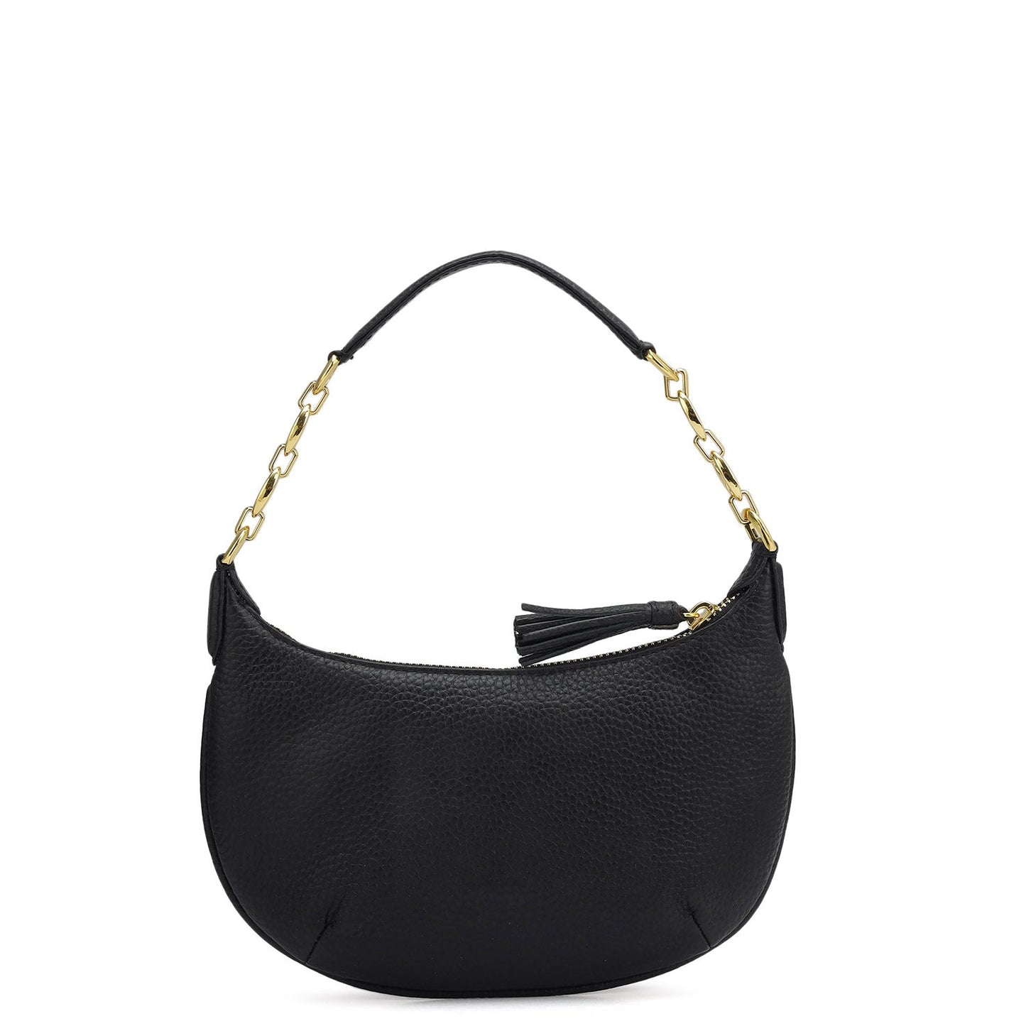 Small Wax Leather Baguette - Black