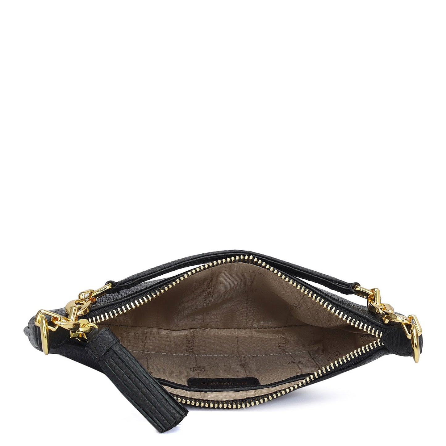 Small Wax Leather Baguette - Black