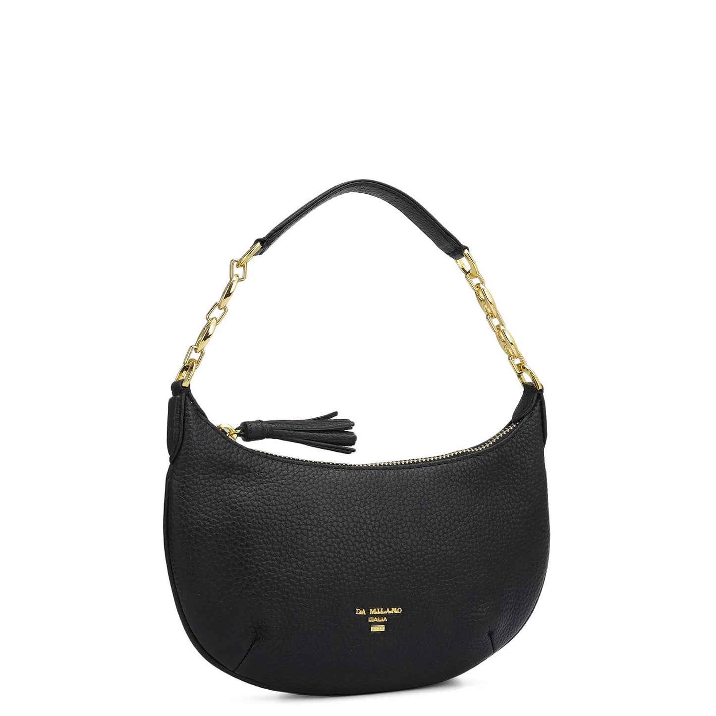 Small Wax Leather Baguette - Black