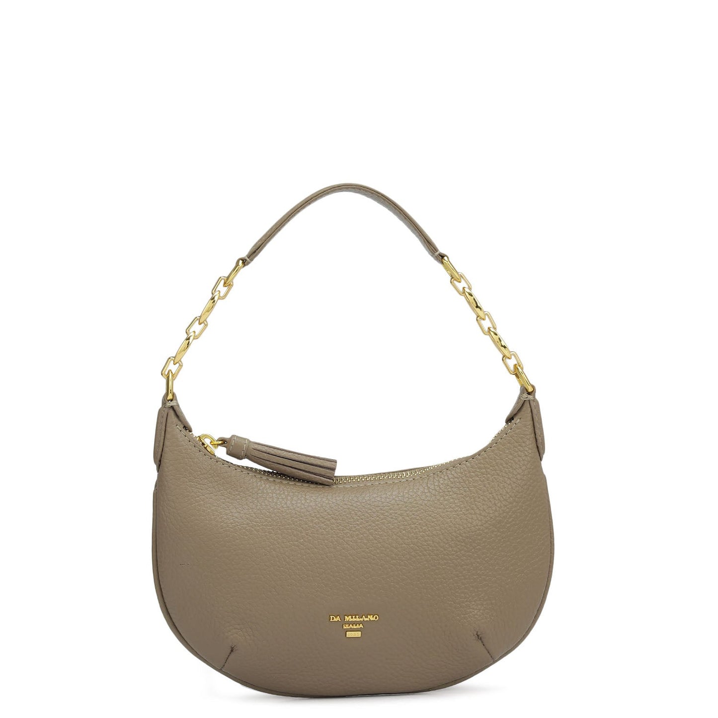 Small Wax Leather Baguette - Greyish Taupe