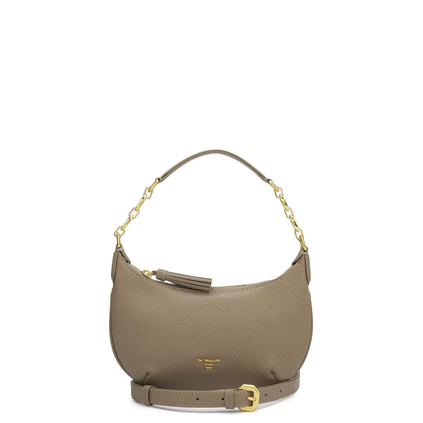 Small Wax Leather Baguette - Greyish Taupe