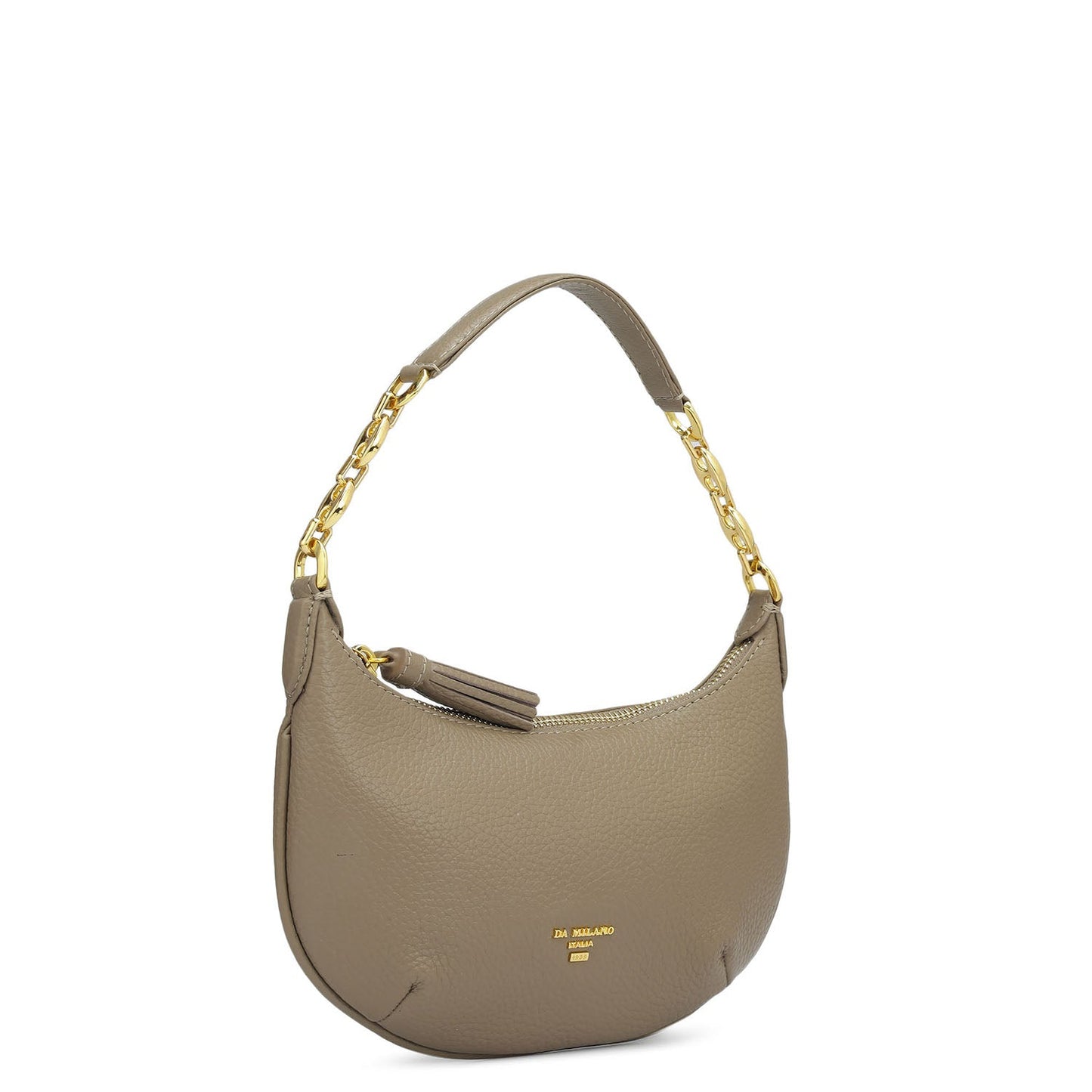 Small Wax Leather Baguette - Greyish Taupe