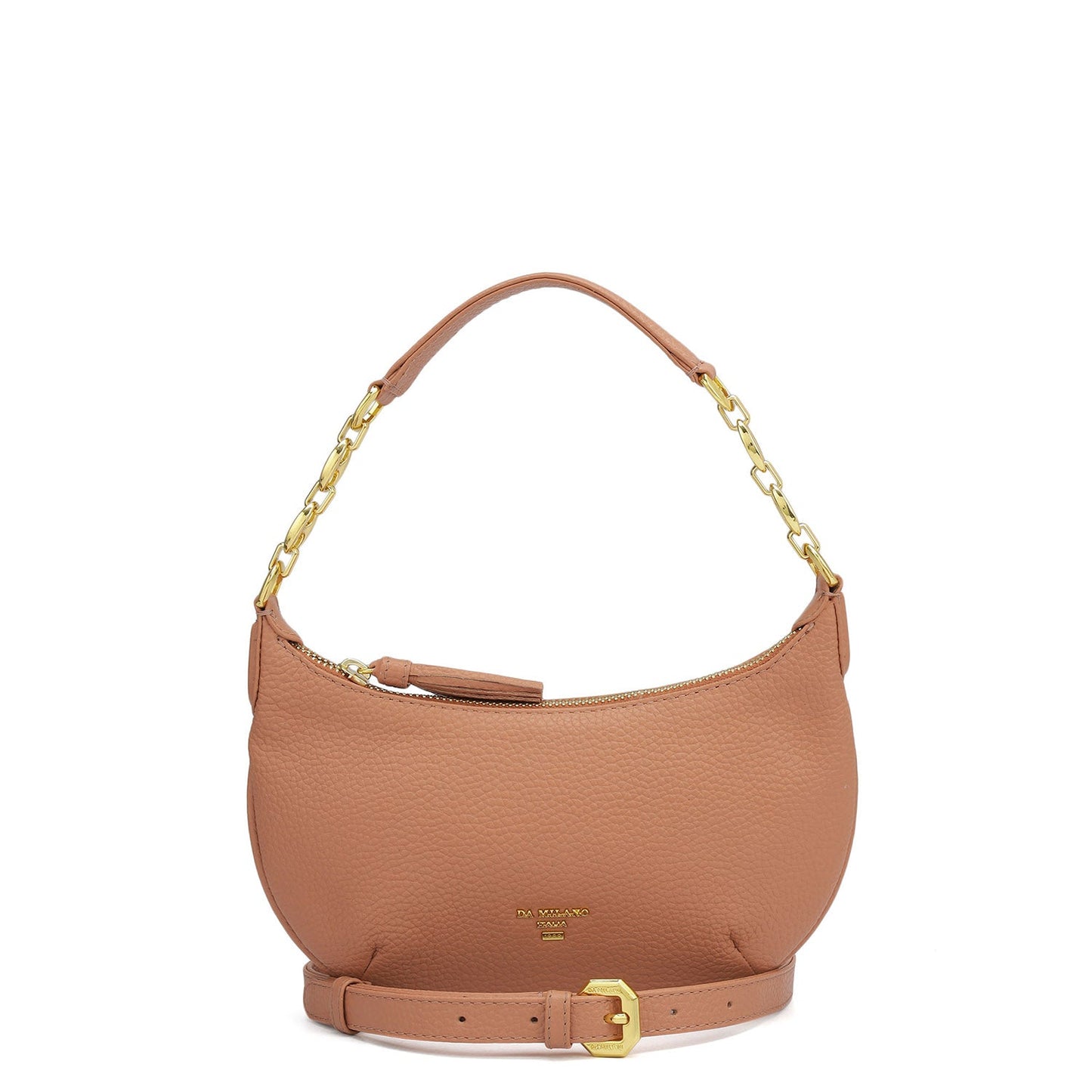 Small Wax Leather Baguette - Terracotta