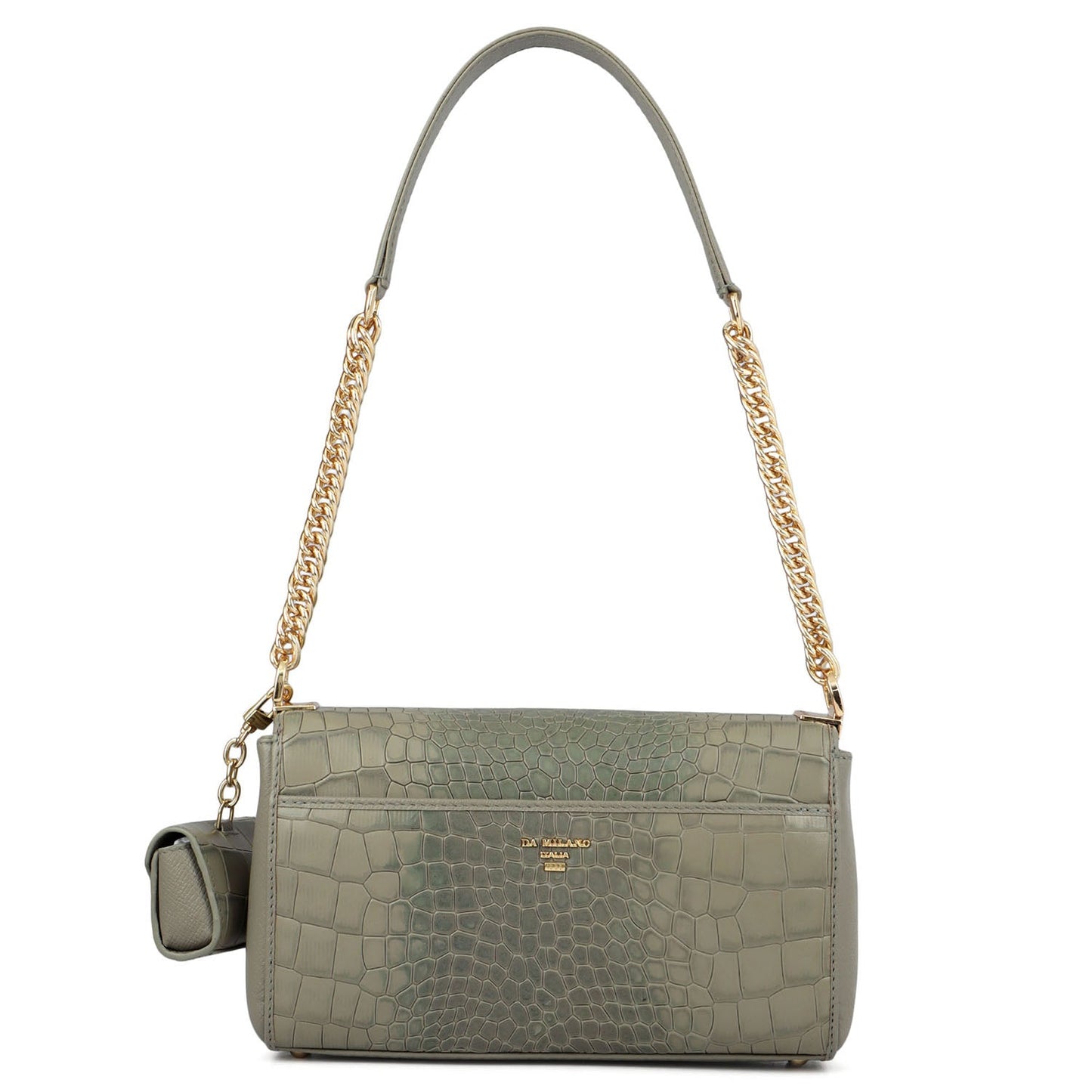 Allure Croco Franzy Leather Baguette - Stone Grey