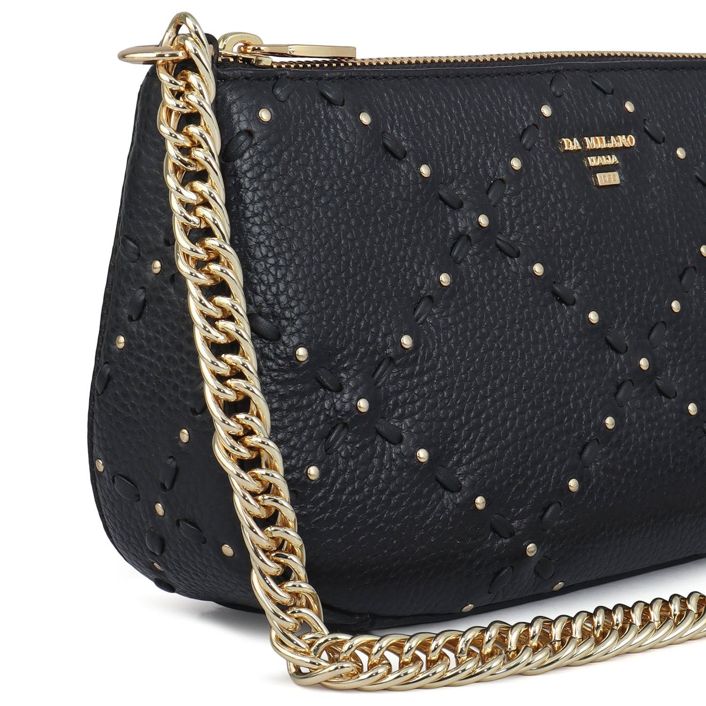 Serena Bunti Wax Leather Baguette - Black