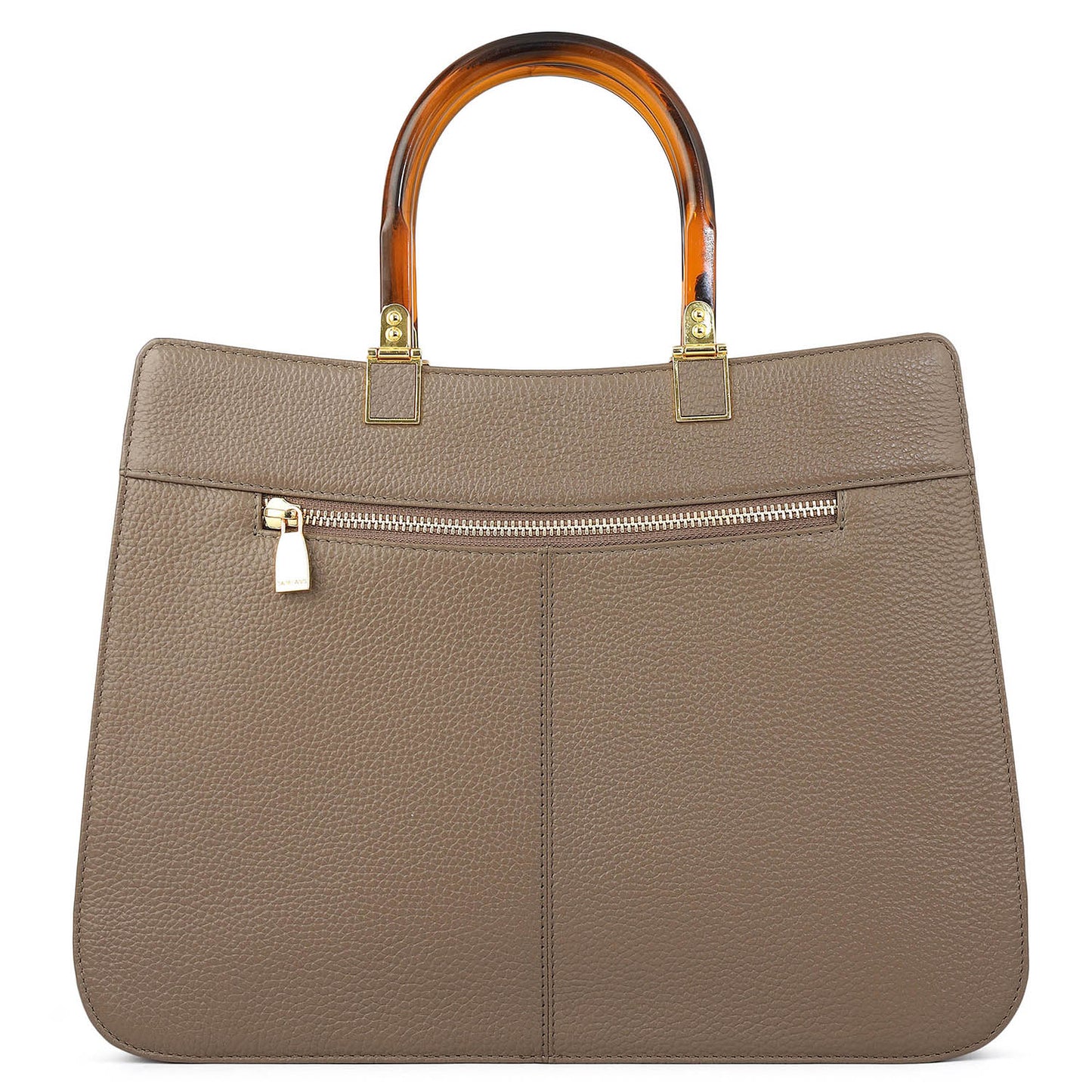 Medium Bunti Wax Leather Satchel - Greyish Taupe