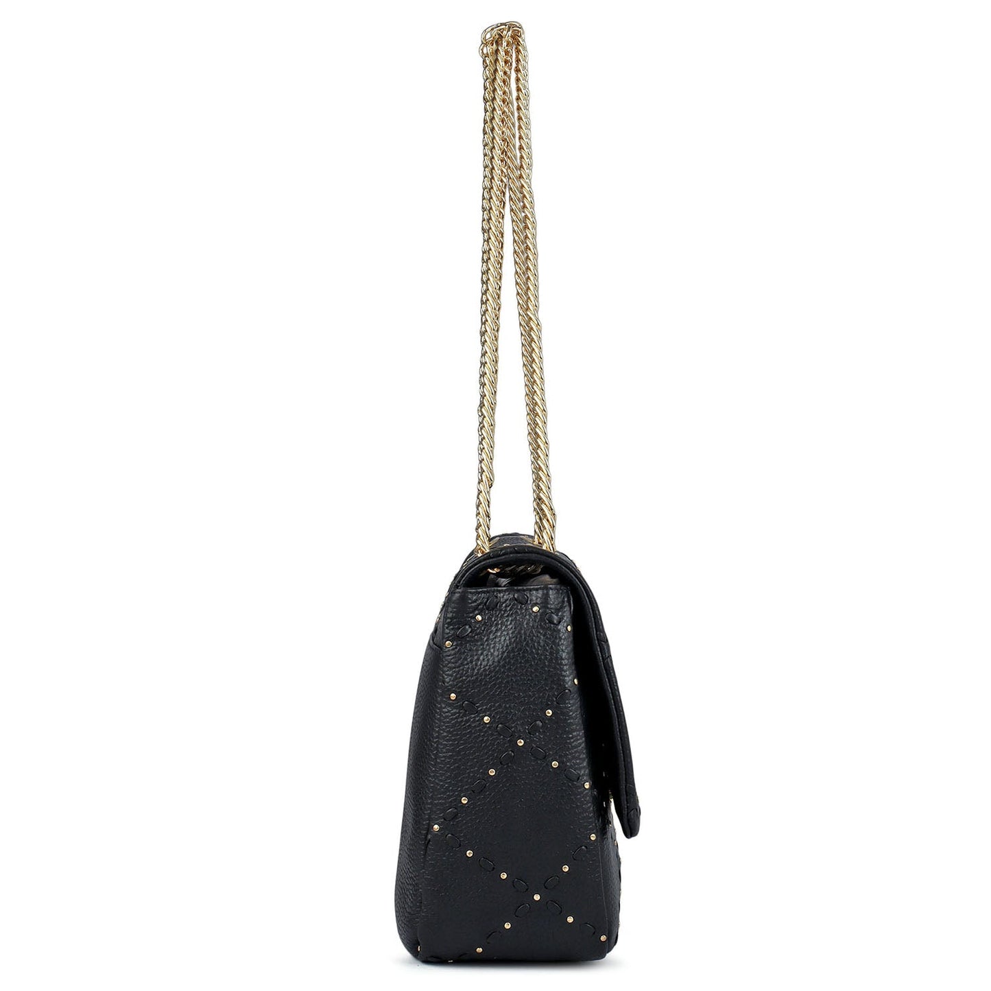 Serena Bunti Wax Leather Shoulder Bag - Black