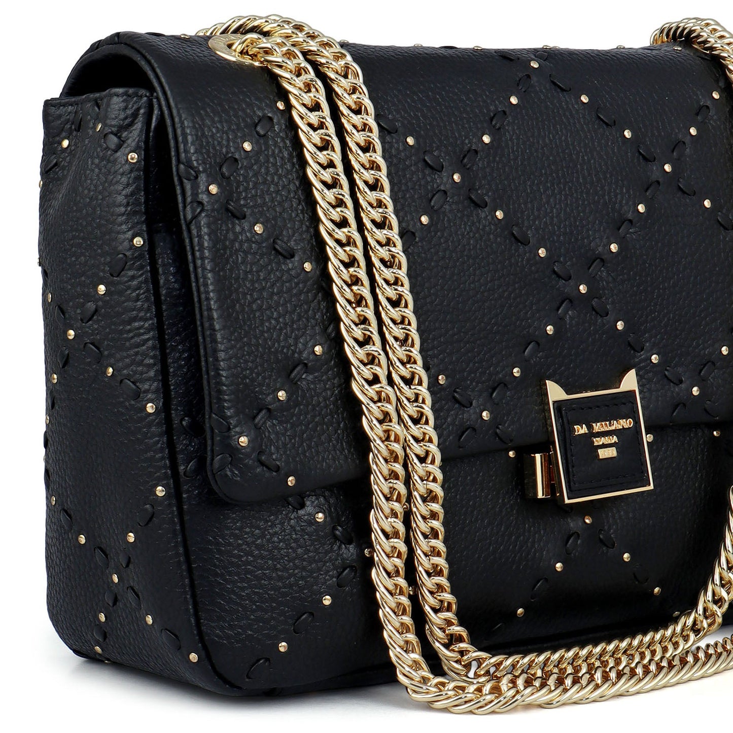 Serena Bunti Wax Leather Shoulder Bag - Black