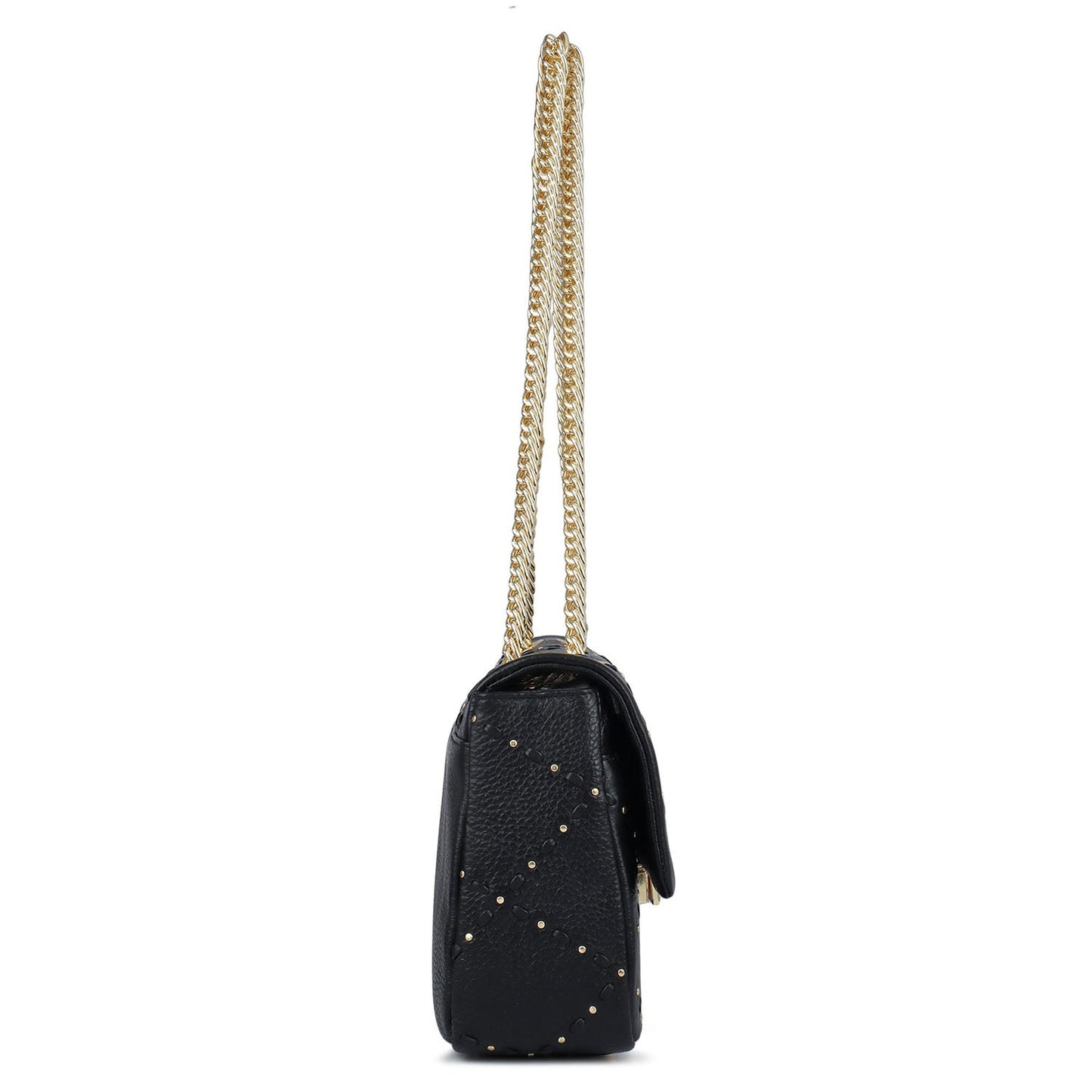 Serena Bunti Wax Leather Shoulder Bag - Black
