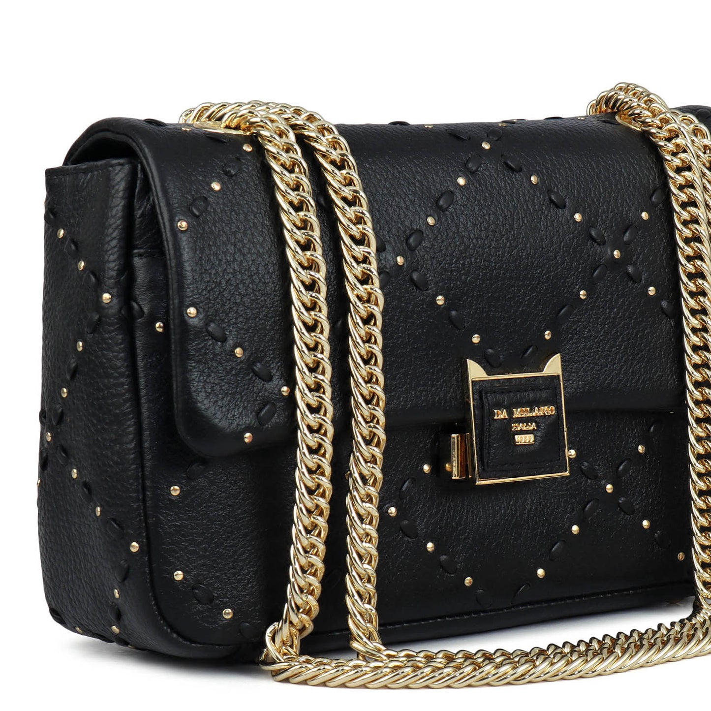 Serena Bunti Wax Leather Shoulder Bag - Black