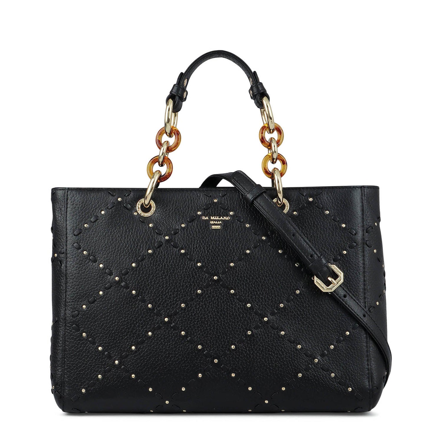 Medium Bunti Wax Leather Satchel - Black