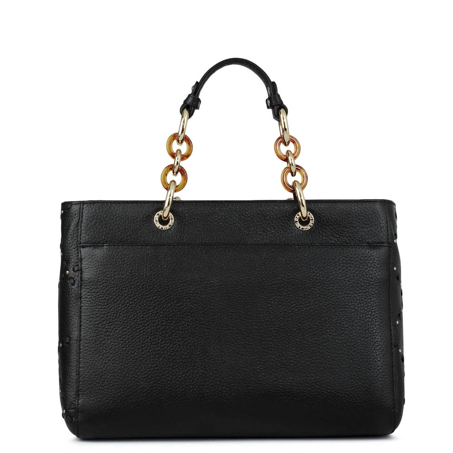 Medium Bunti Wax Leather Satchel - Black
