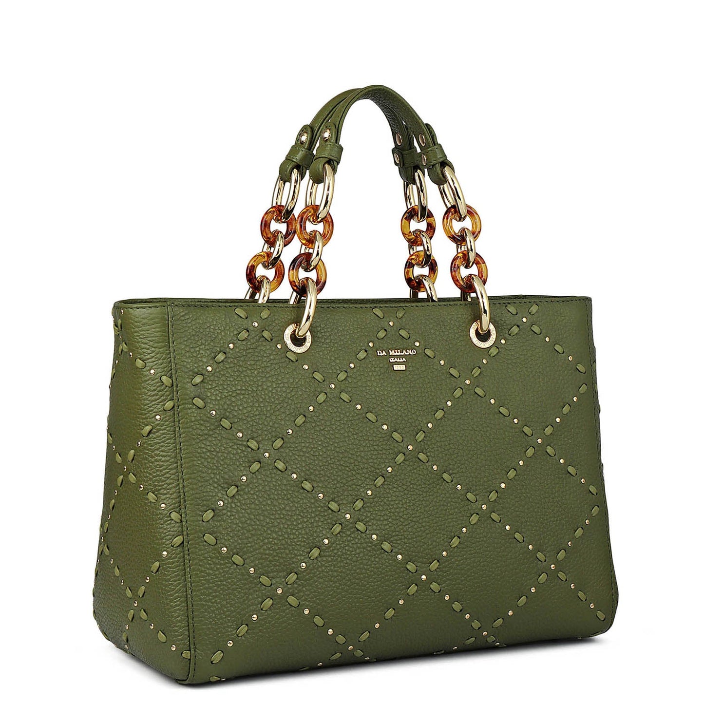 Medium Bunti Wax Leather Satchel - Fern
