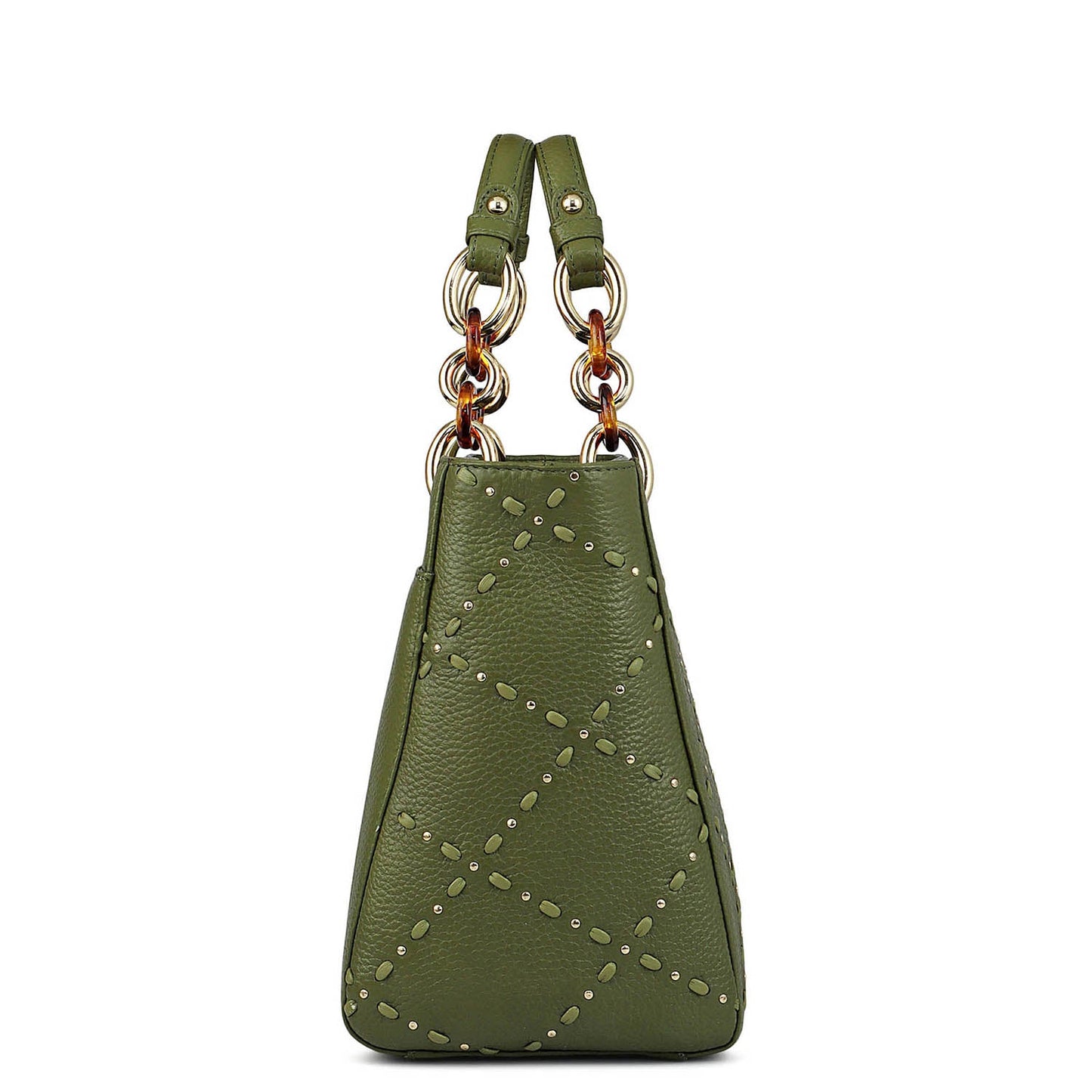 Medium Bunti Wax Leather Satchel - Fern