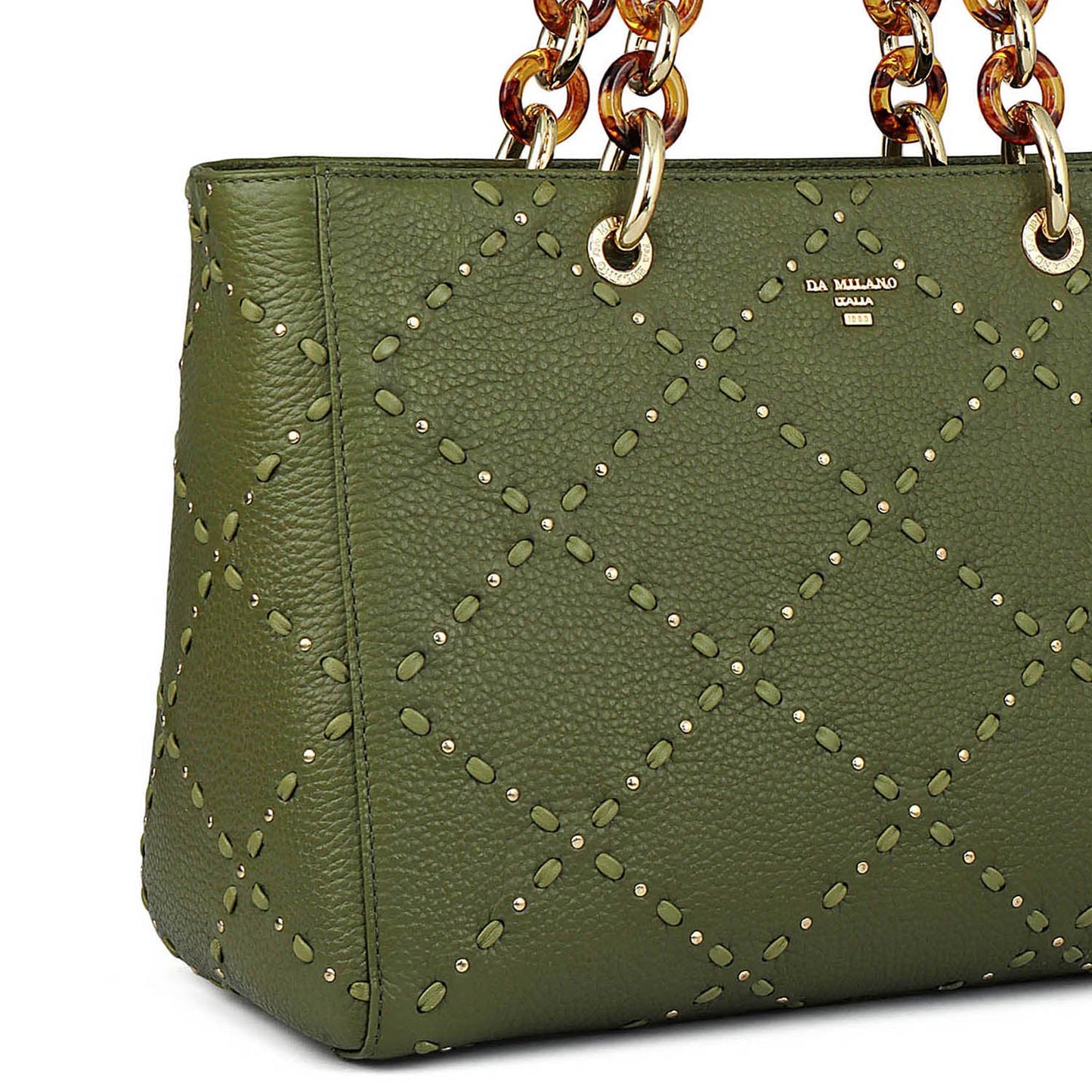Medium Bunti Wax Leather Satchel - Fern