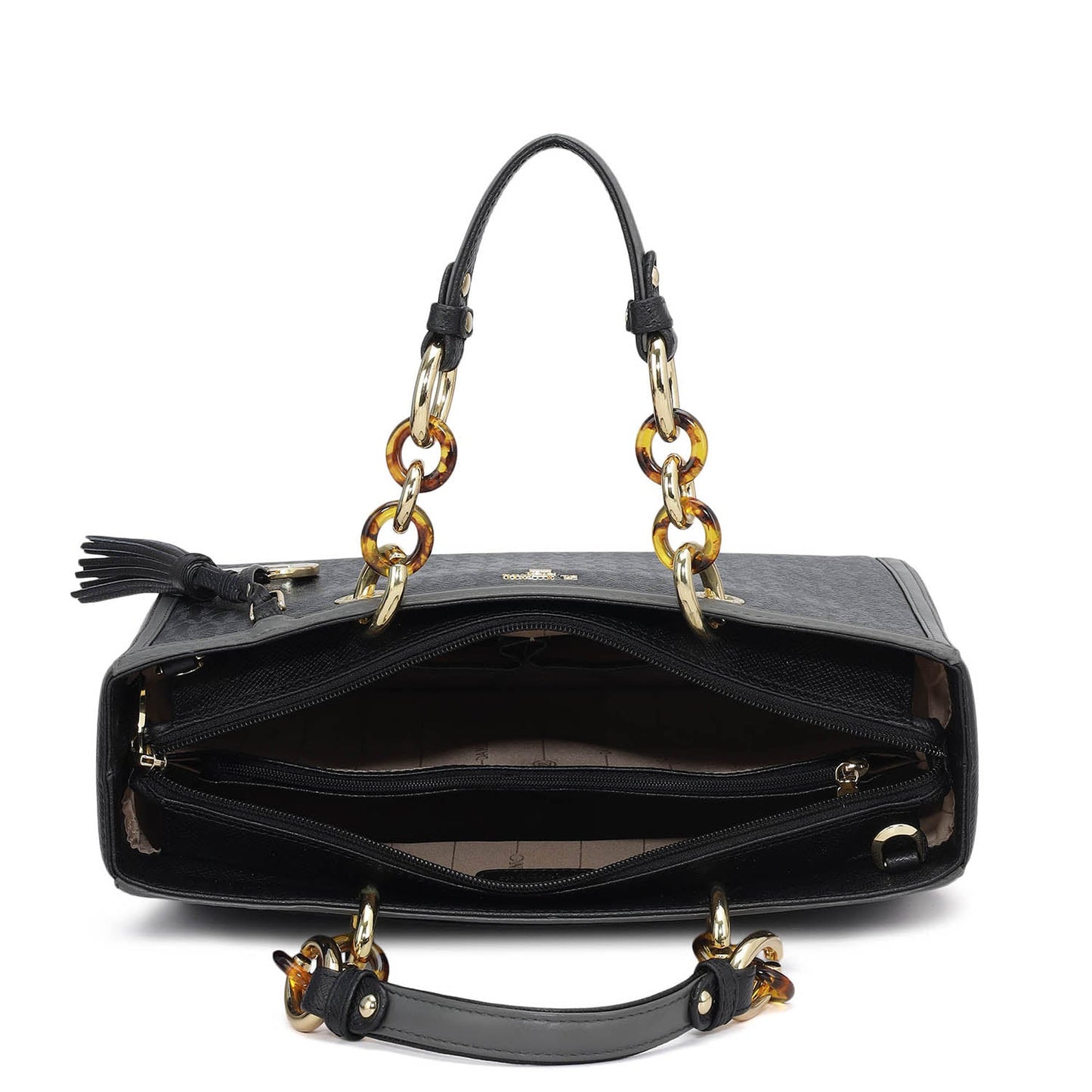 Medium Monogram Franzy Leather Satchel - Black