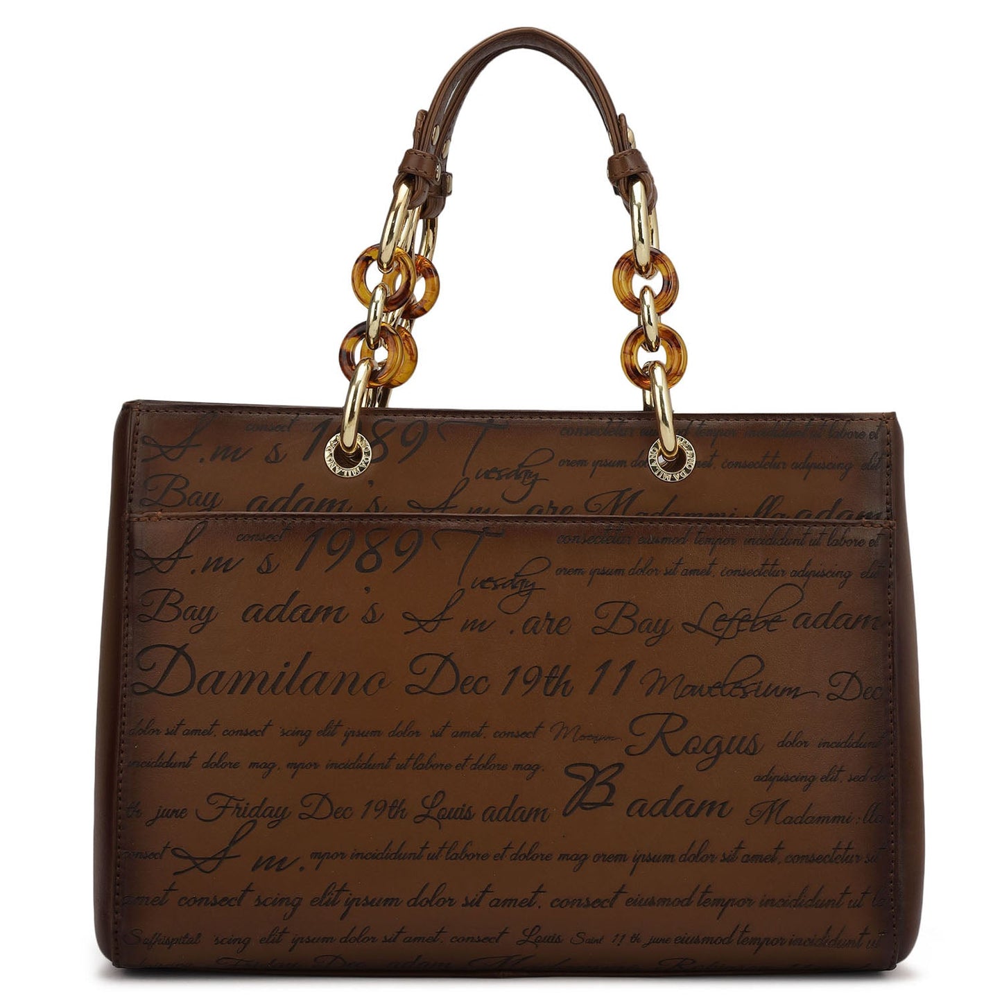 Medium Signato Leather Satchel - Cognac