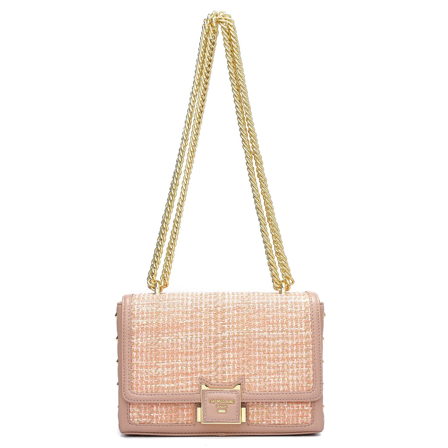 Small Canvas Wax Leather Shoulder Bag - Baby Pink