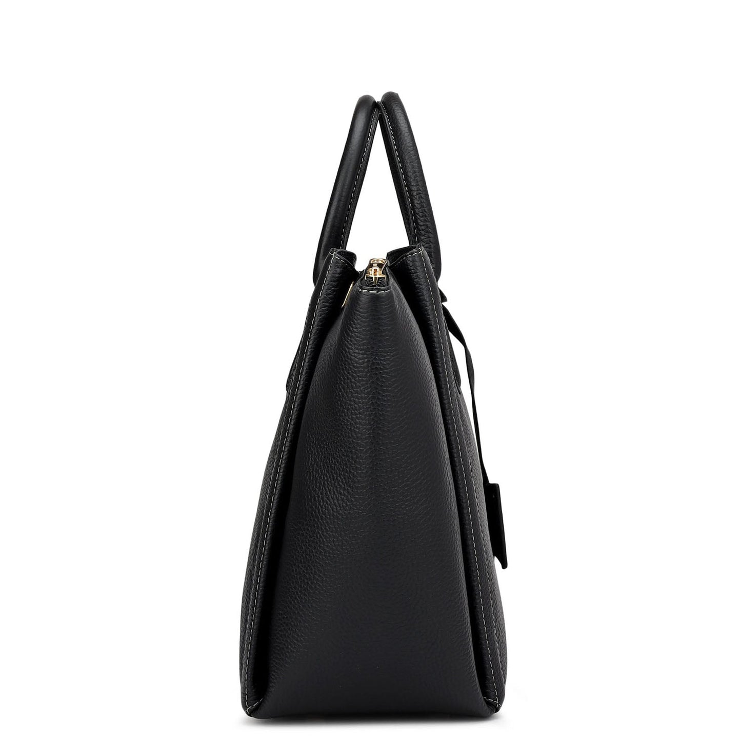 Medium Wax Leather Satchel - Black
