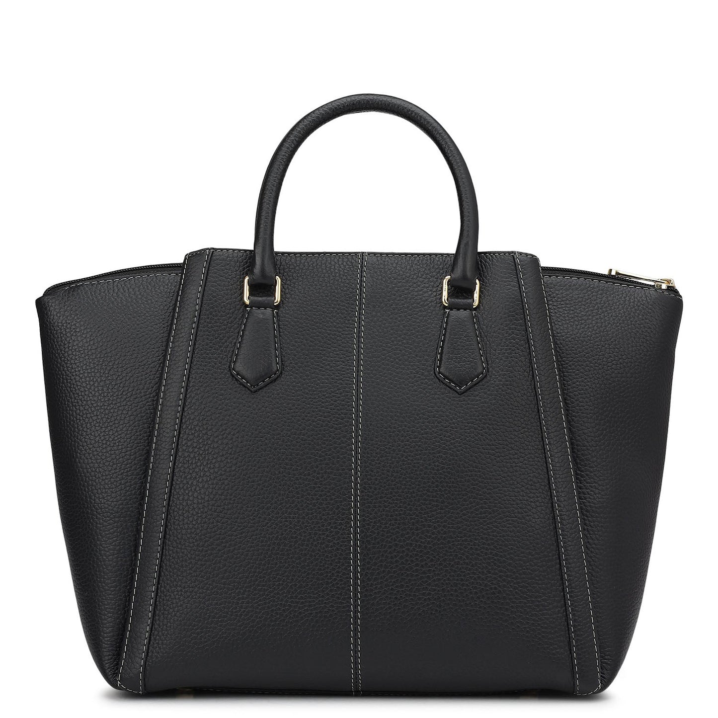 Medium Wax Leather Satchel - Black