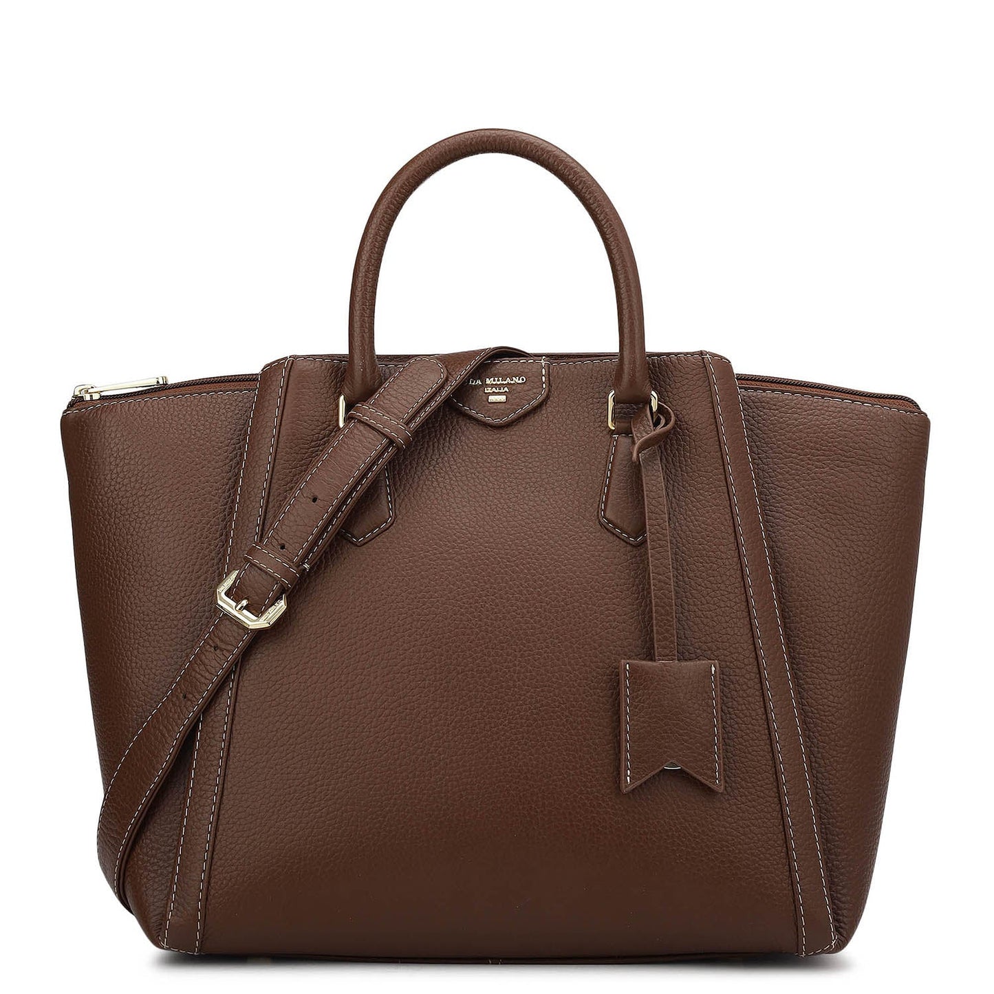 Medium Wax Leather Satchel - Espresso