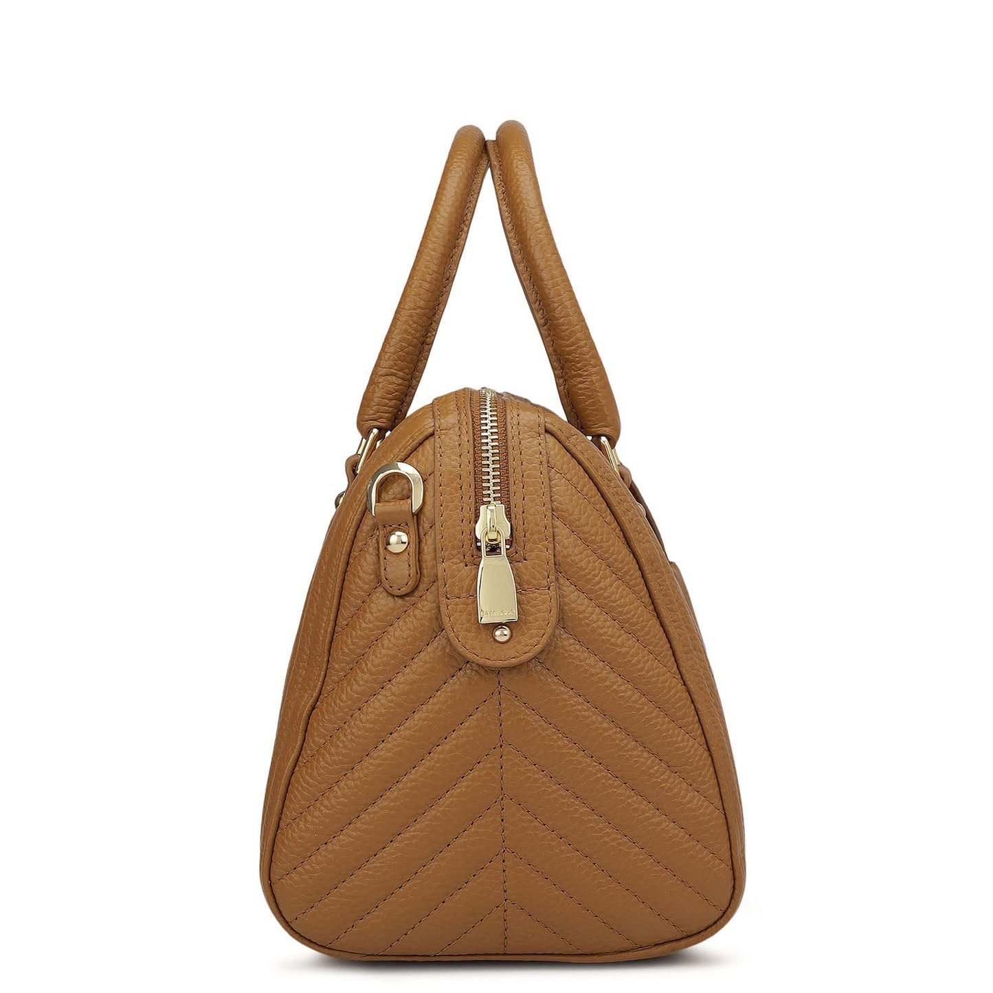 Medium Quilting Leather Satchel - Caramel
