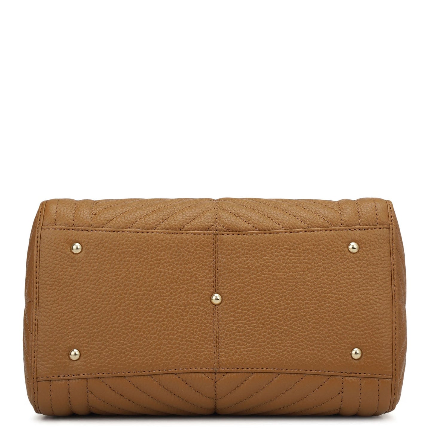 Medium Quilting Leather Satchel - Caramel