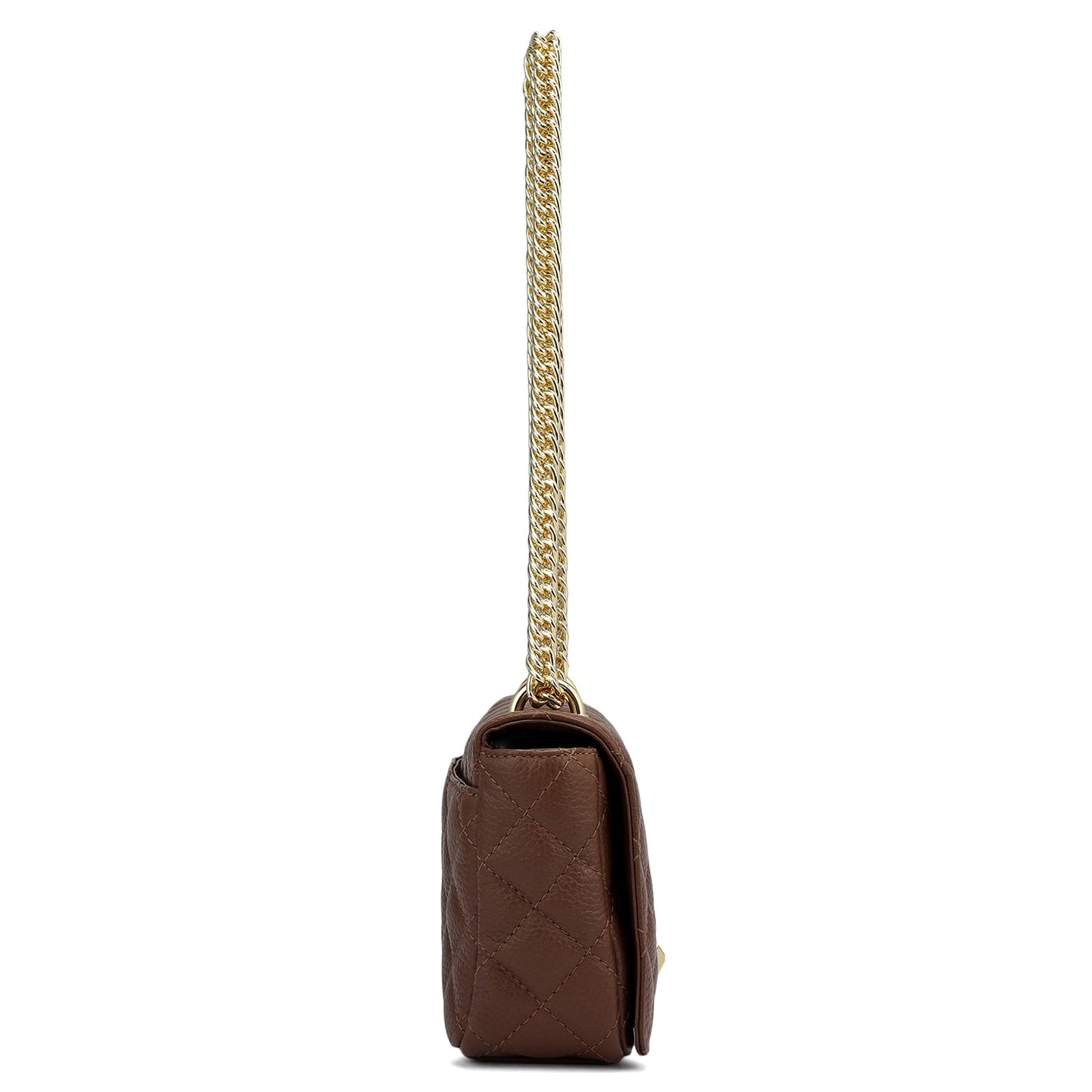 Small Quilting Leather Shoulder Bag - Espresso
