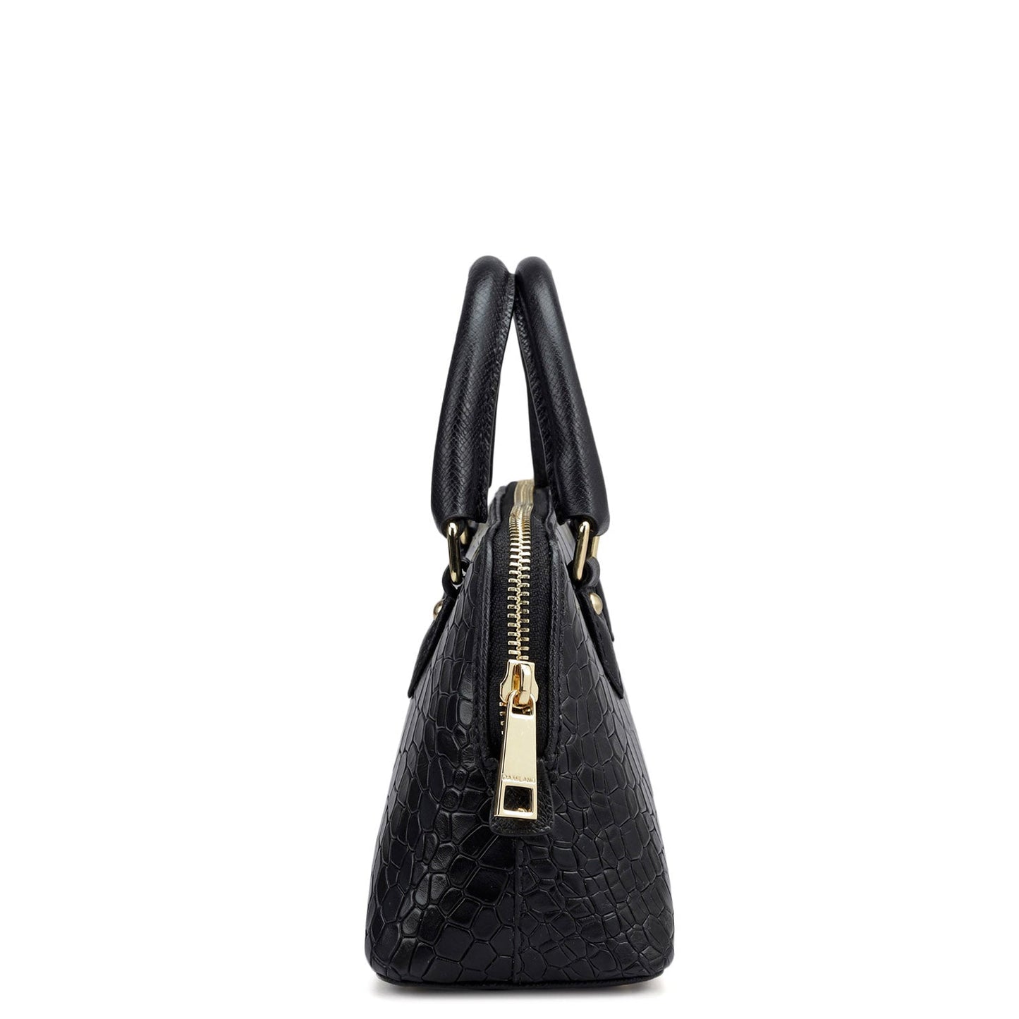Small Croco Leather Sling - Black