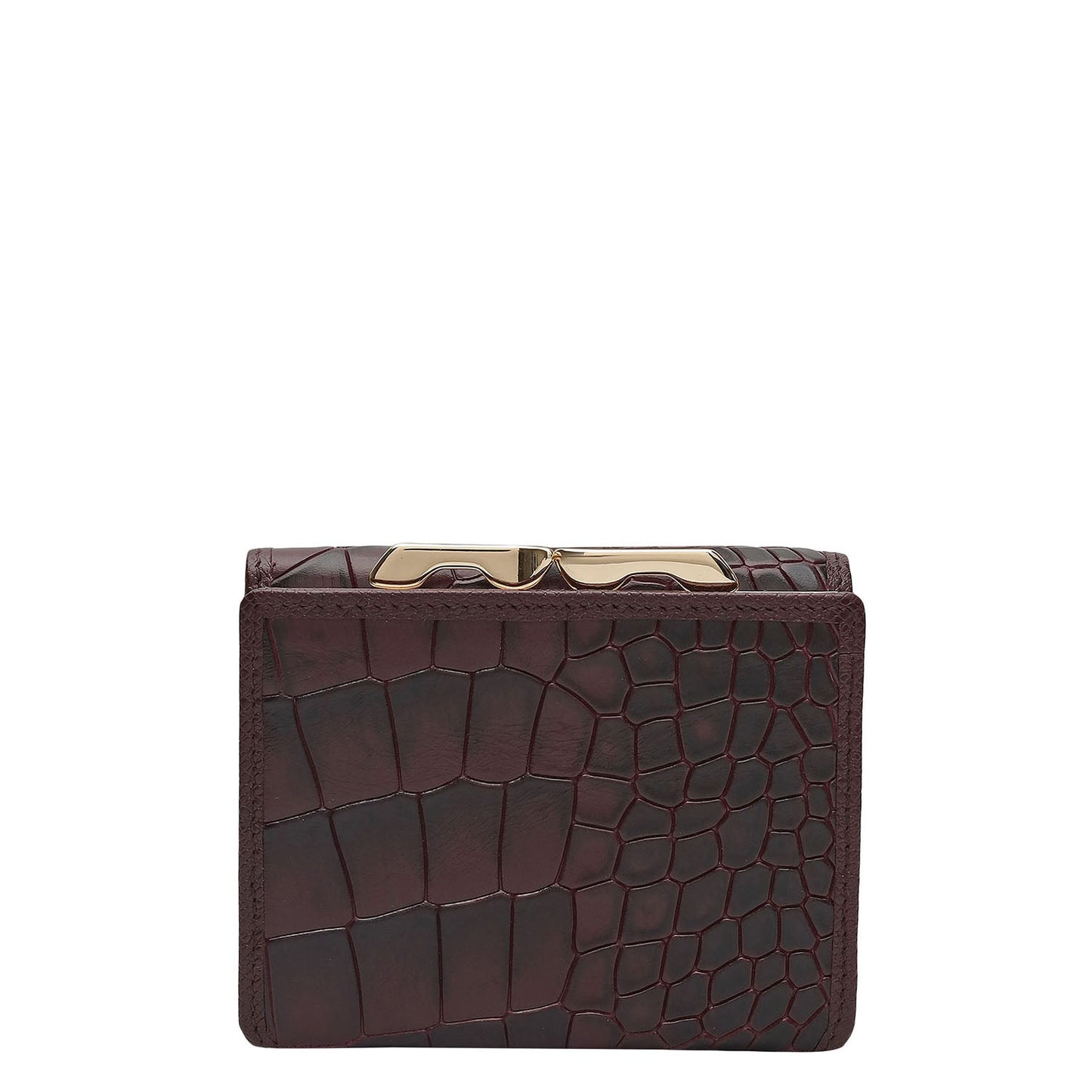 Croco Leather Ladies Wallet - Wine