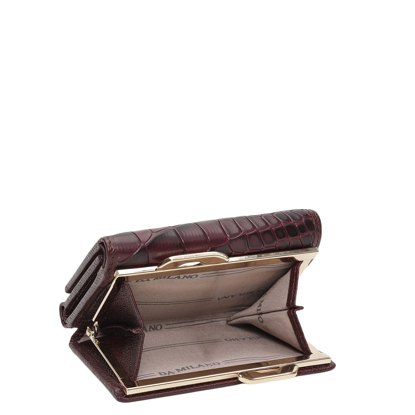 Croco Leather Ladies Wallet - Wine