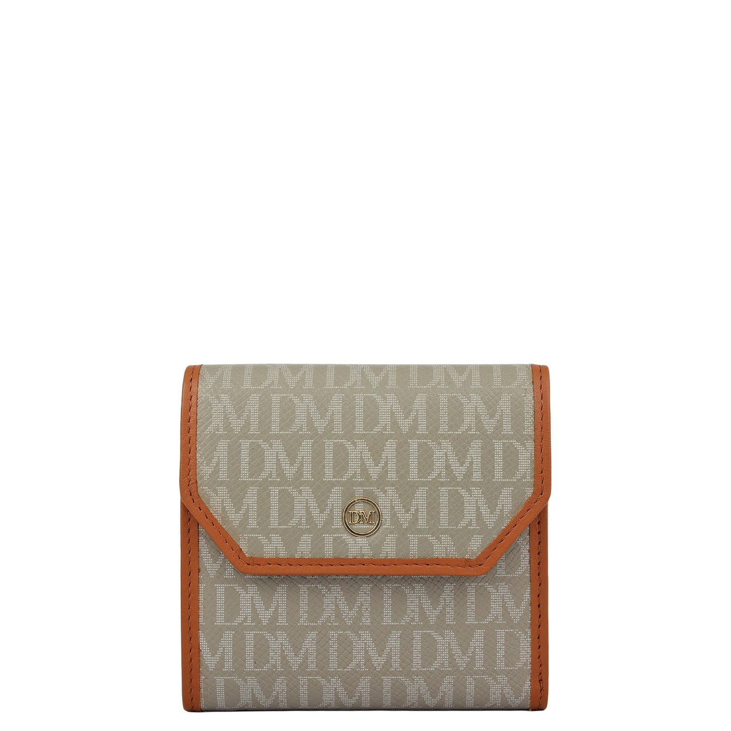 Monogram Leather Ladies Wallet - Stone Grey