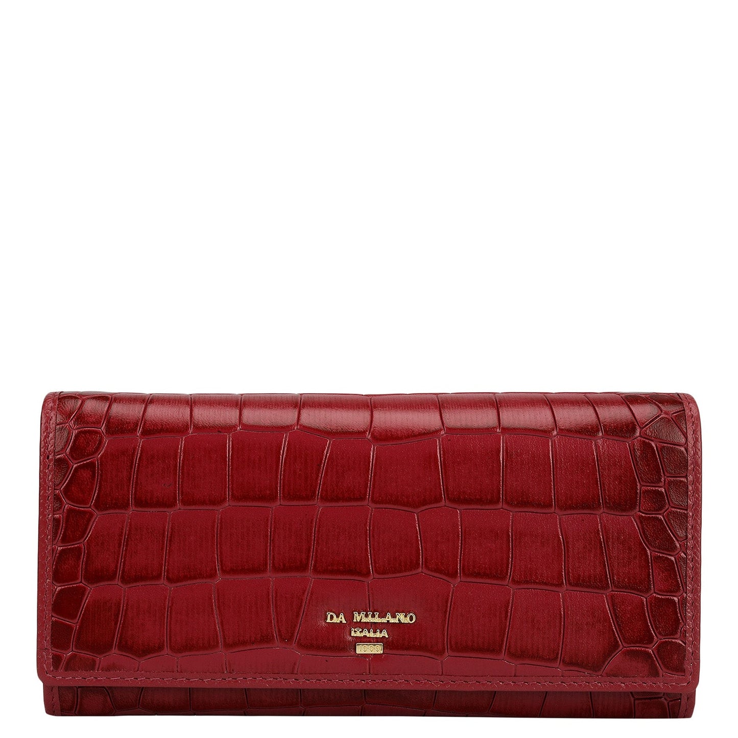 Croco Leather Ladies Wallet - Plumberry