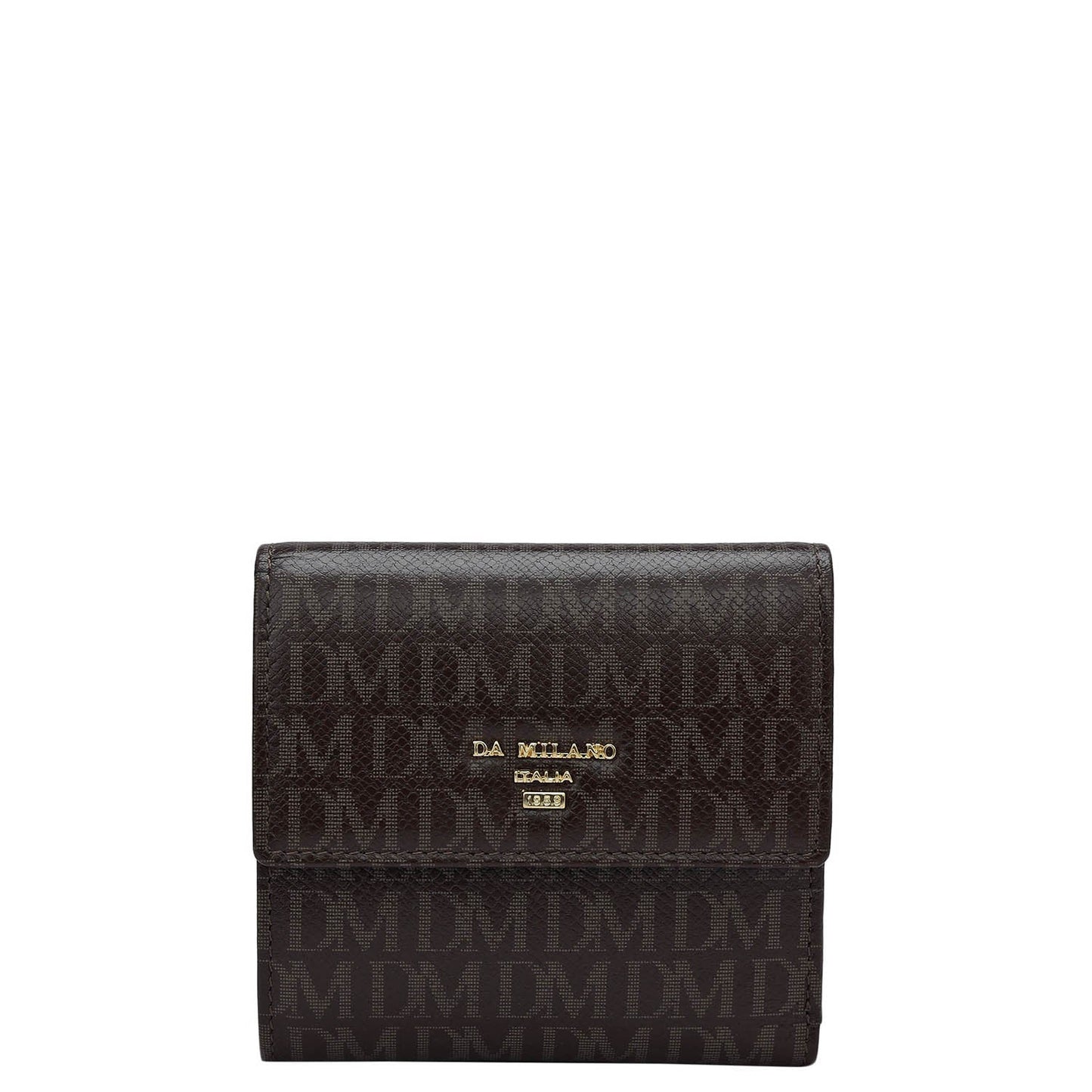Monogram Leather Ladies Wallet - Chocolate