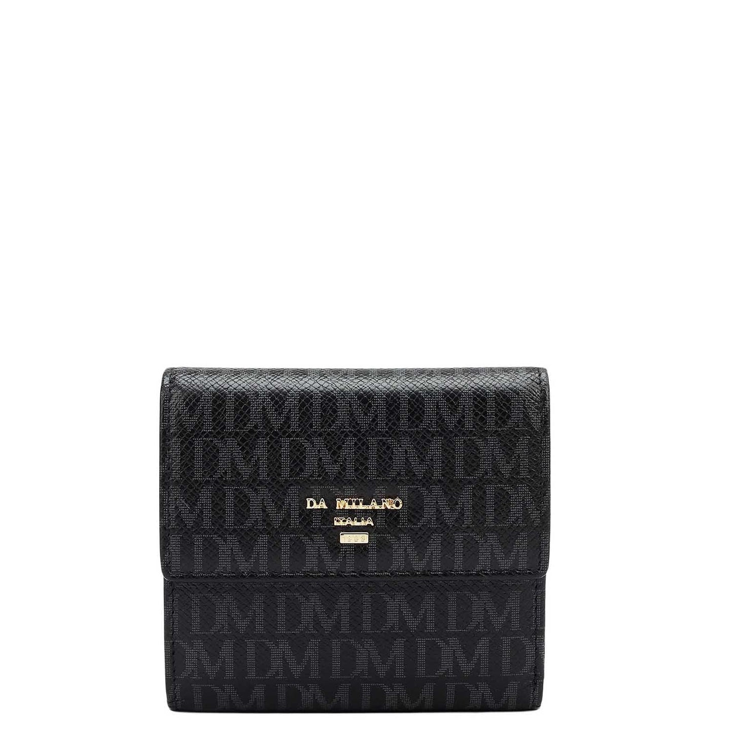 Monogram Leather Ladies Wallet - Black