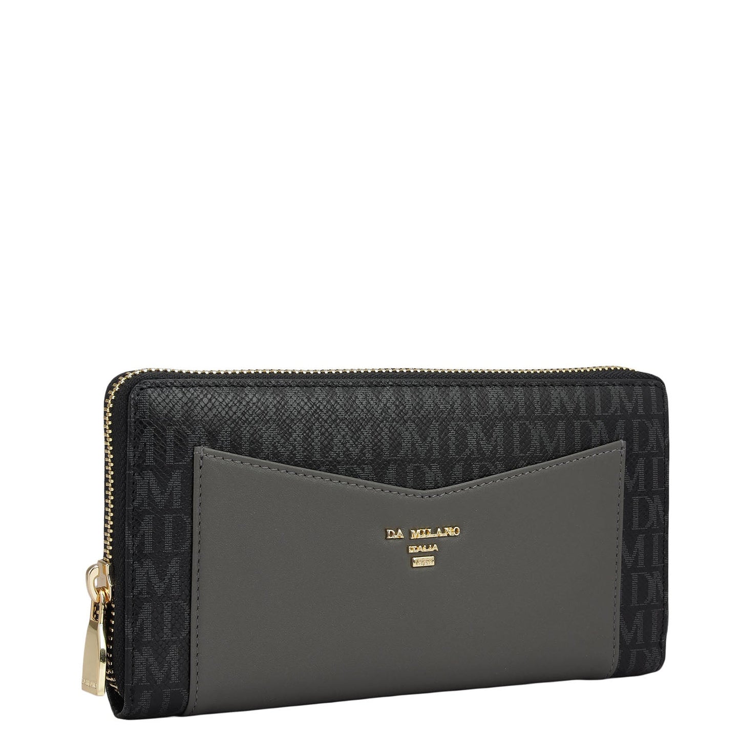 Monogram Plain Leather Ladies Wallet - Black