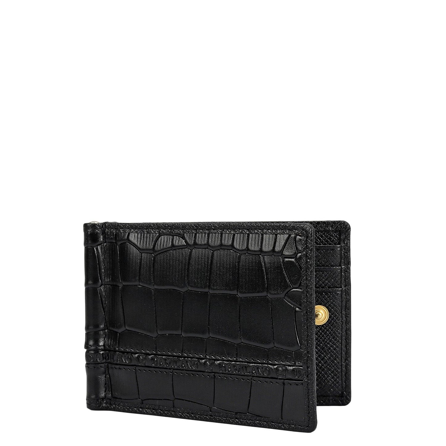 Croco Leather Money Clip - Black